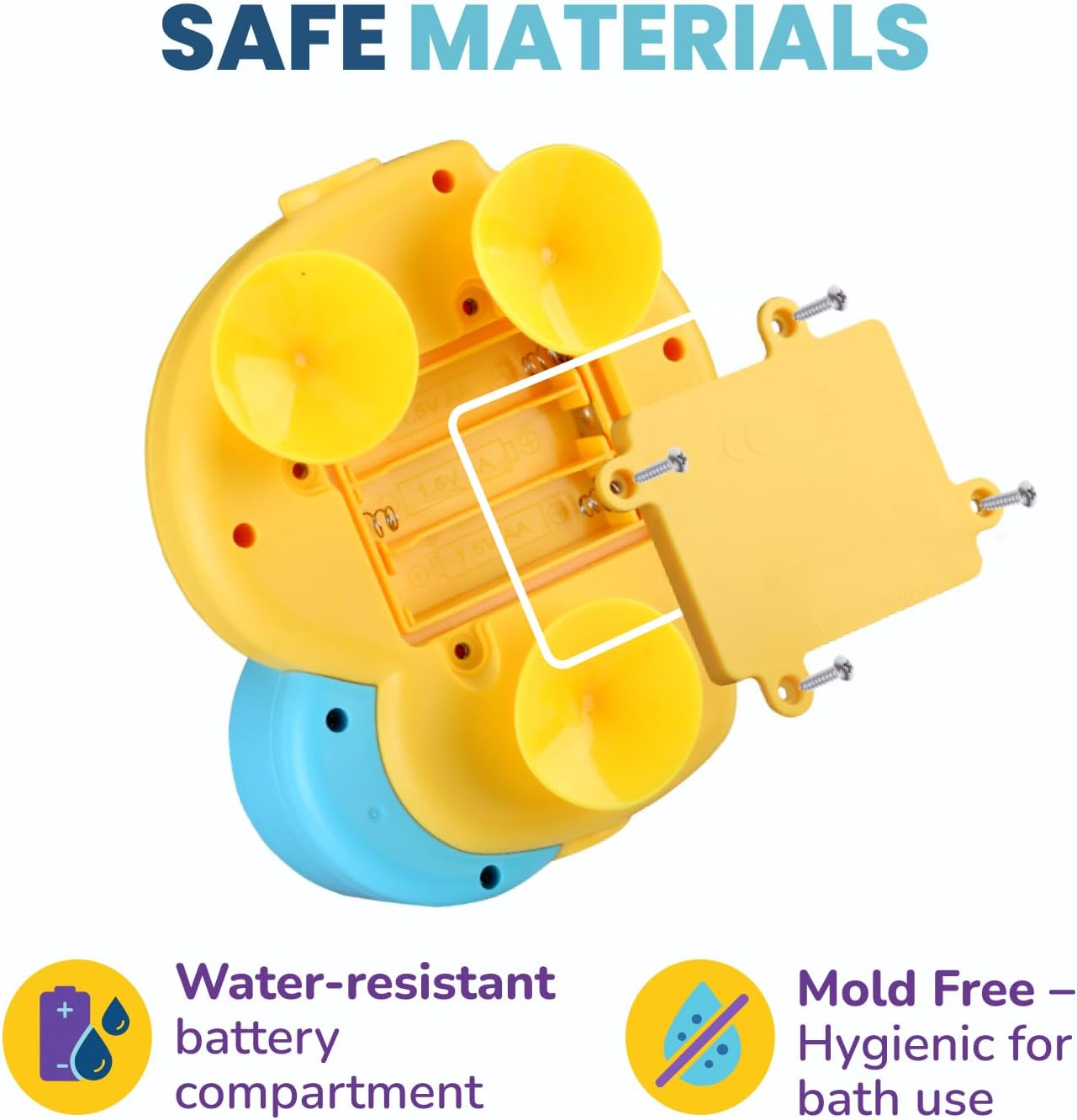 Jouet de bain pour tout-petits avec ventouse et jet d'eau en forme de canard jaune