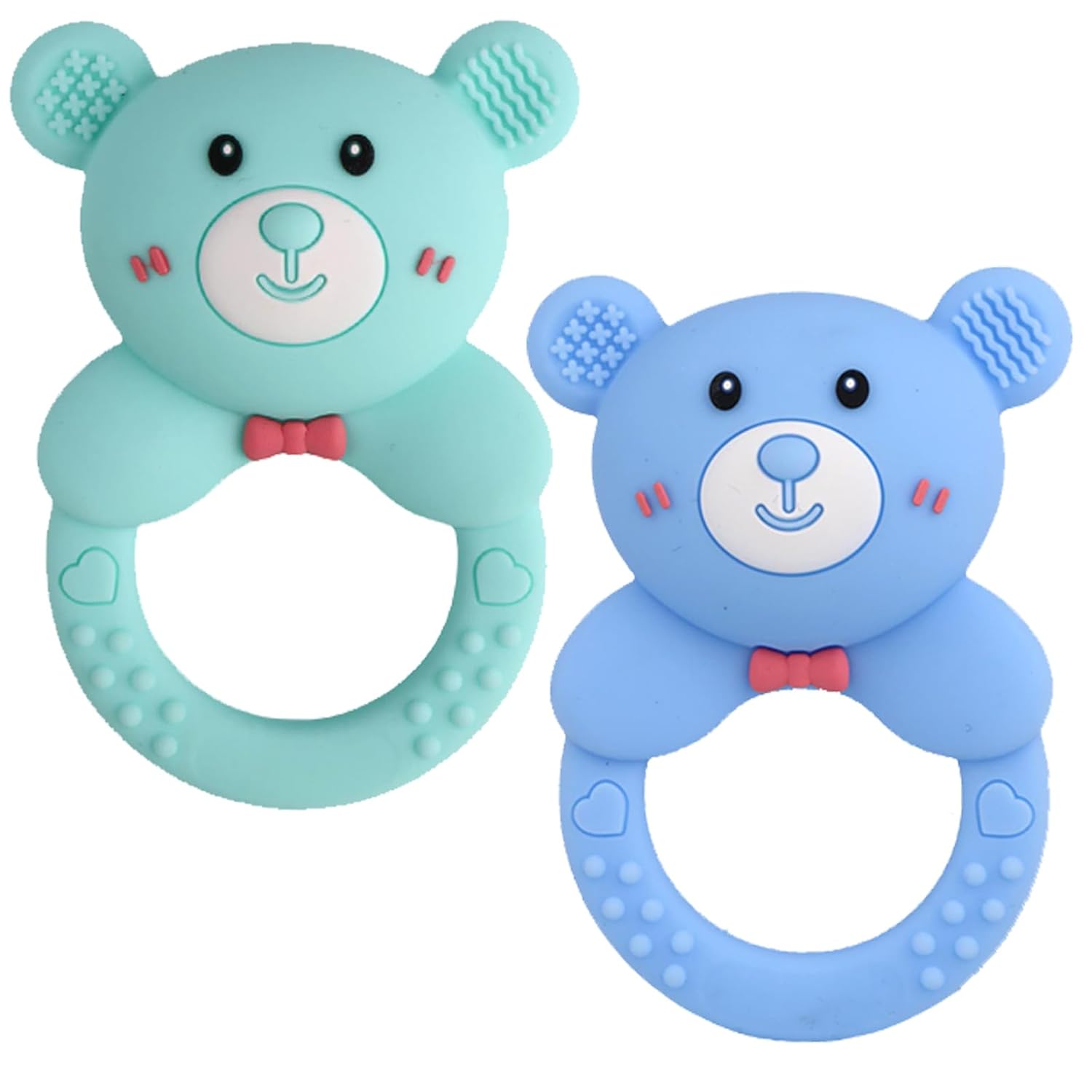Anneau de Dentition Hochet Ours en Silicone pour Bébés 0-12 Mois - Jouet d'Éveil Doux pour Garçons et Filles