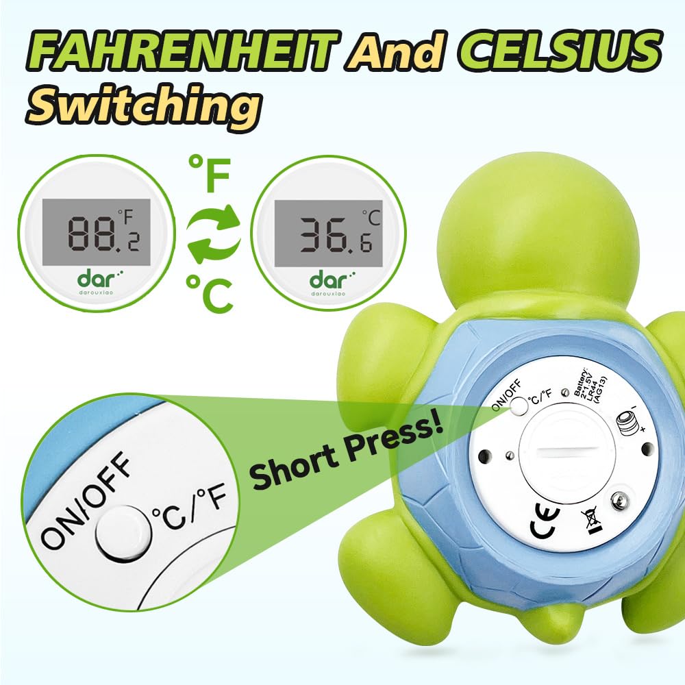 Thermomètre de Bain Numérique Tortue pour Bébé - Jouet Flottant de Température d'Eau avec Alerte Couleur et Écran Rétroéclairé