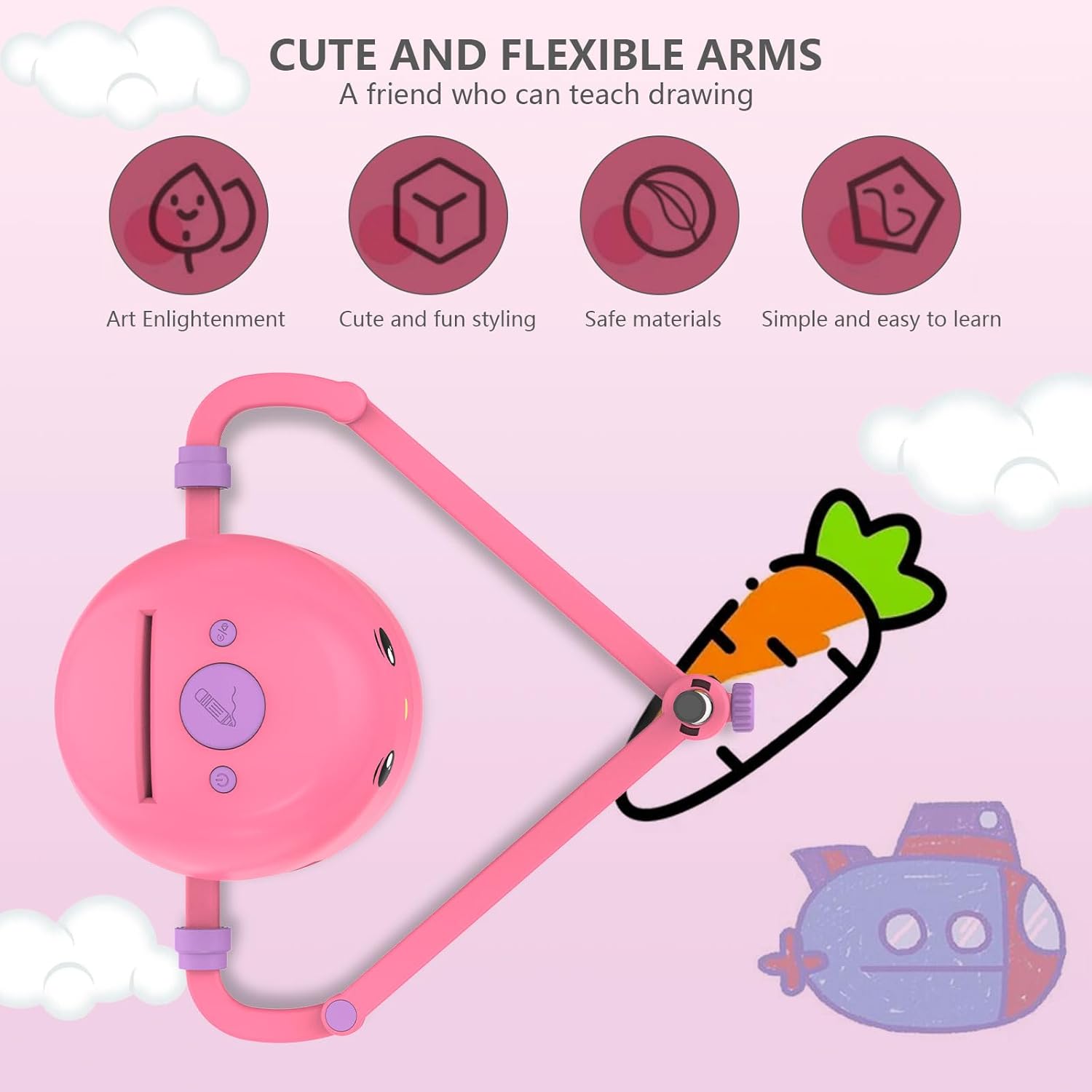 Robot de Dessin Éducatif Interactif | Jouet Montessori avec 100 Cartes de Mots et Interaction Vocale pour Enfants de 5 Ans et Plus King of Toys