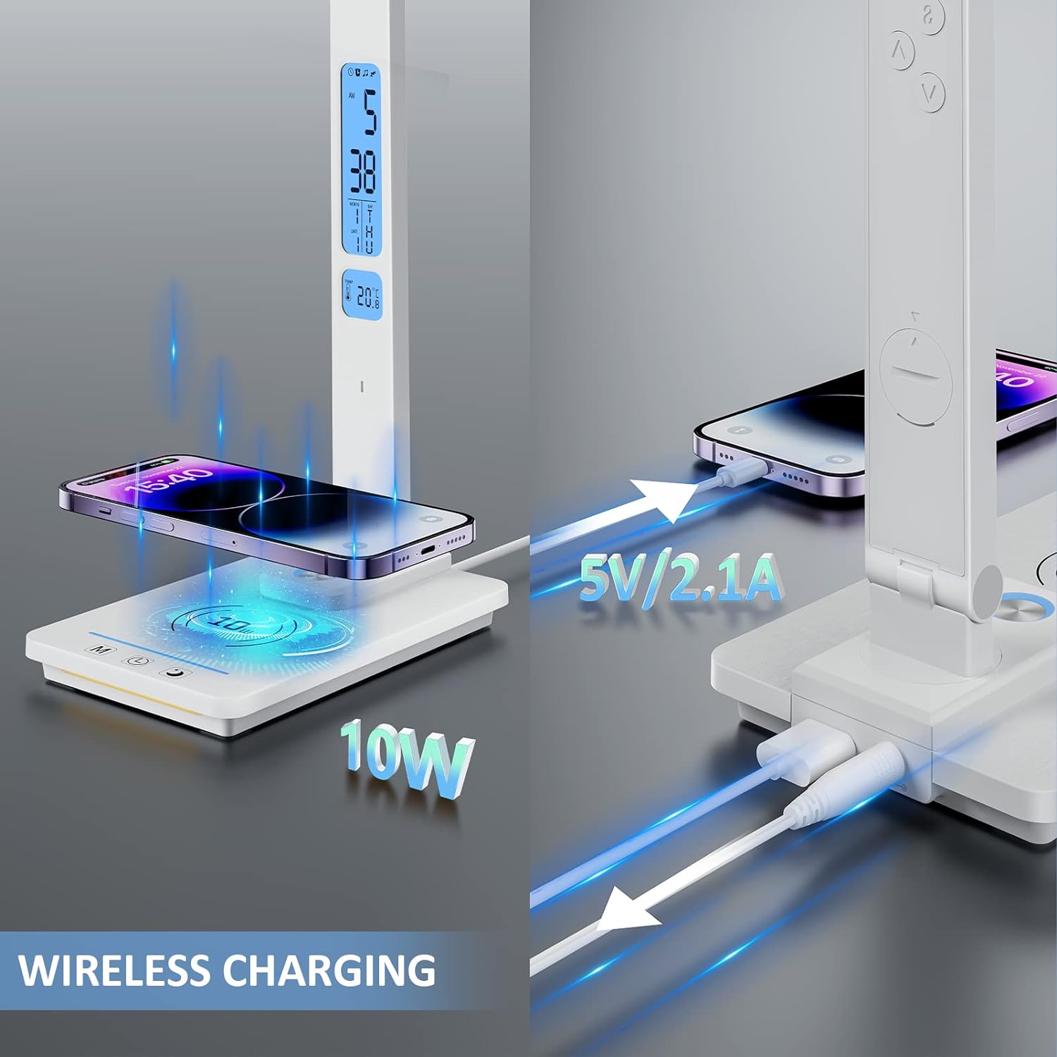 Lampe de Bureau avec Chargeur Sans Fil et Lumière Nocturne Speelgoed Koning