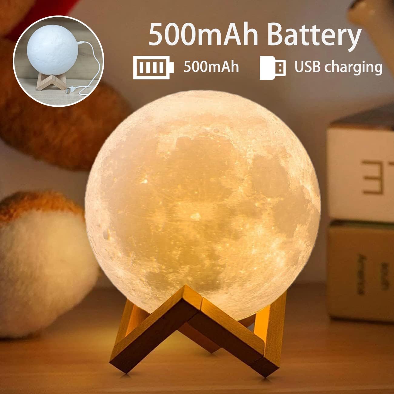 Lampe de Lune de Chevet | Veilleuse Lune à 128 Couleurs Cadeaux pour Filles, Garçons, Enfants King of Toys