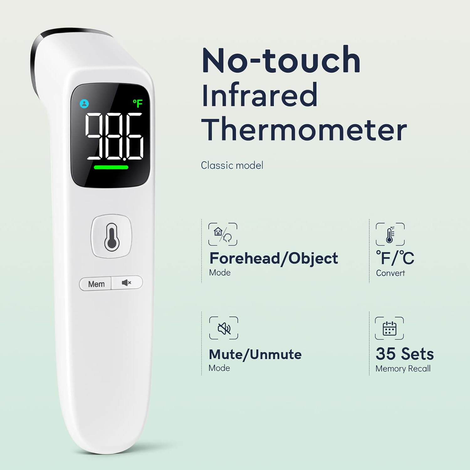 Thermomètre Numérique Sans Contact avec Alarme de Fièvre et Mode Silencieux | Pour Adultes, Enfants et Bébés King of Toys