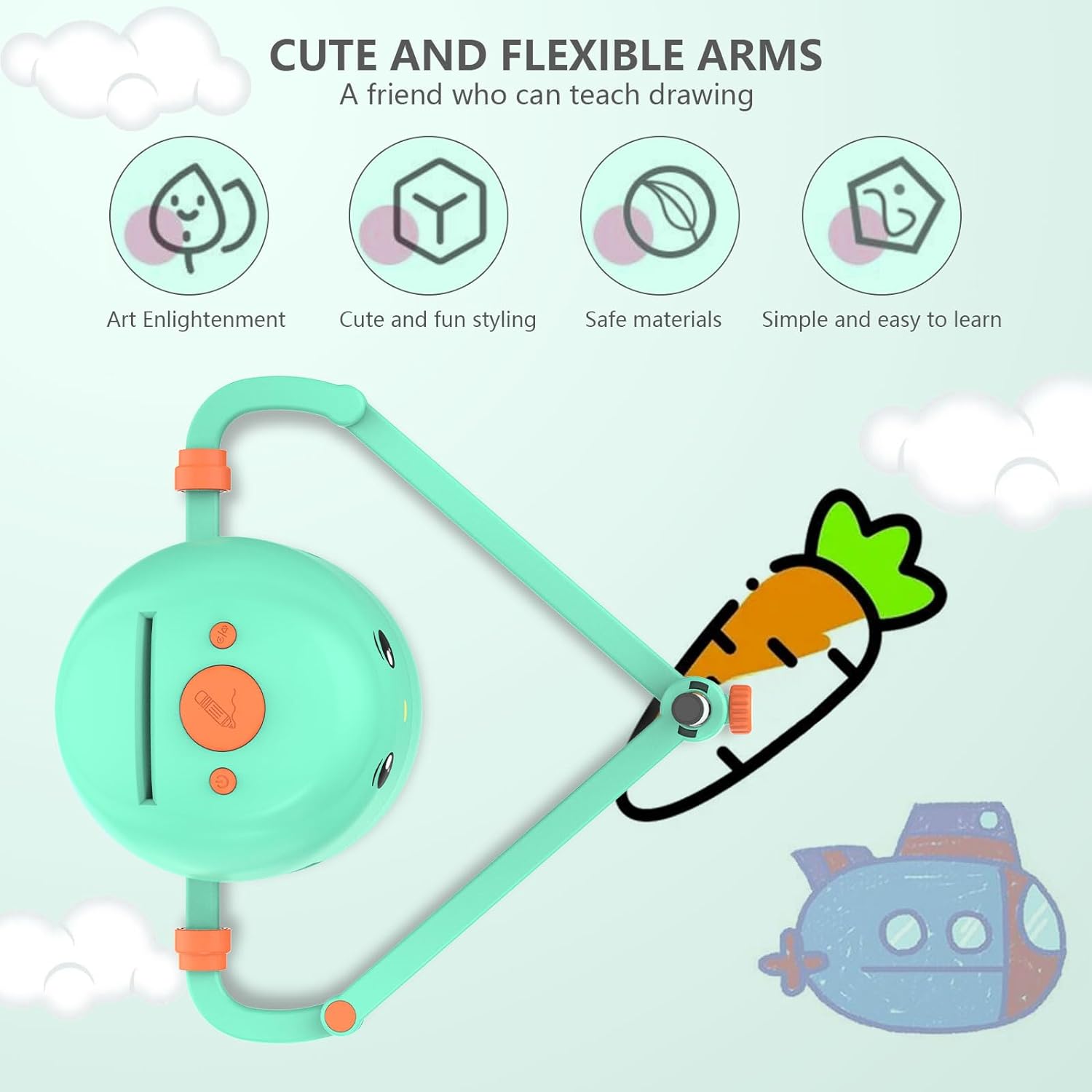 Robot de Dessin Éducatif Interactif | Jouet Montessori avec 100 Cartes de Mots et Interaction Vocale pour Enfants de 5 Ans et Plus King of Toys