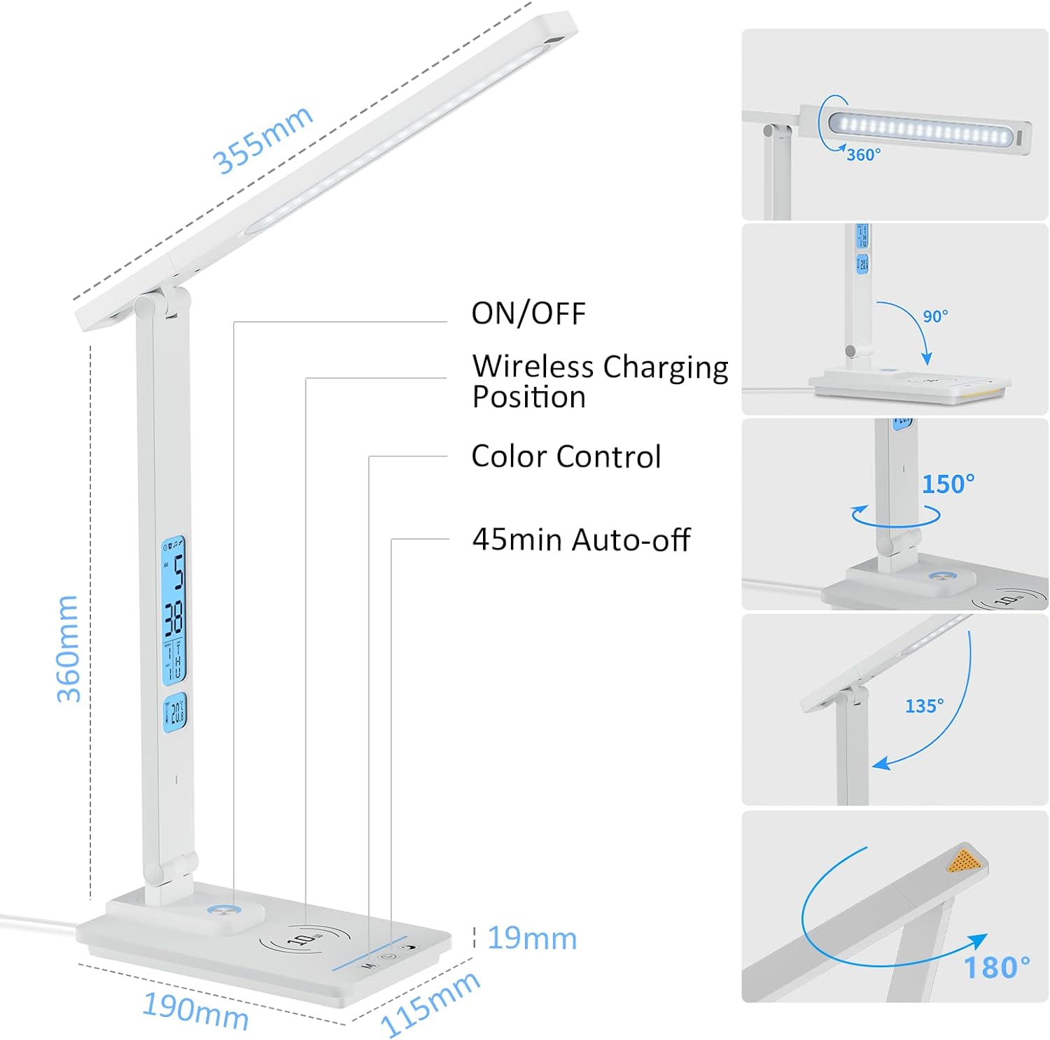 Lampe de Bureau avec Chargeur Sans Fil et Lumière Nocturne Speelgoed Koning