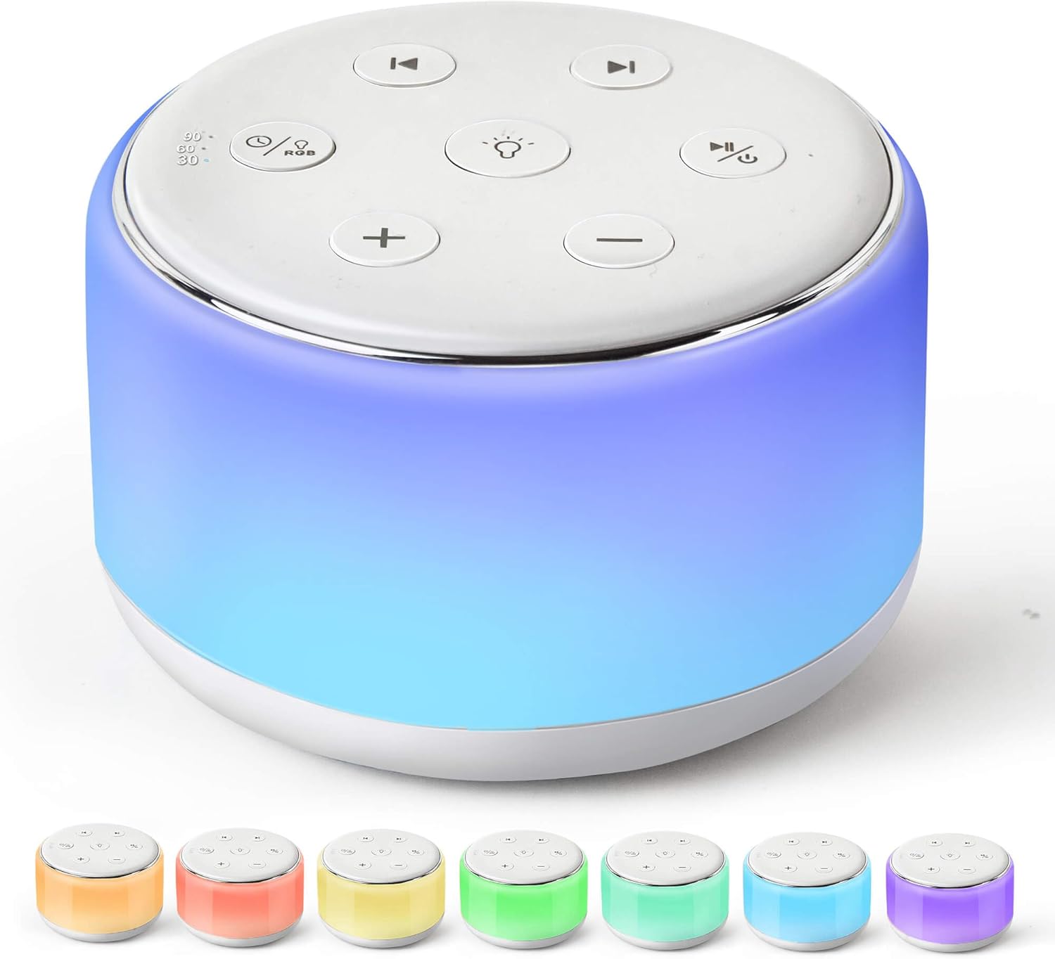 Machine à Bruit Blanc Rechargeable pour Bébé et Adulte - Veilleuse Musique 34 Sons Apaisants - Aide au Sommeil Portable pour Voyage et Maison