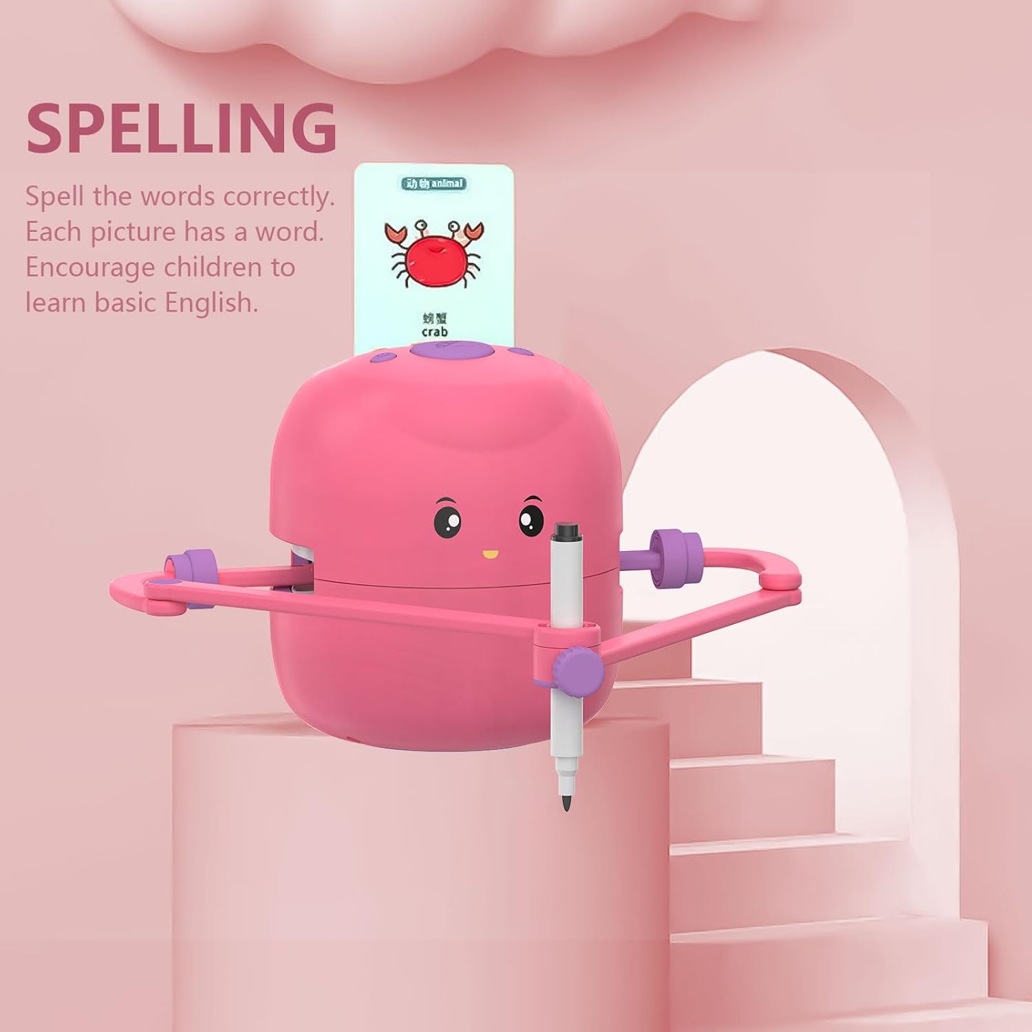 Robot de Dessin Éducatif Interactif | Jouet Montessori avec 100 Cartes de Mots et Interaction Vocale pour Enfants de 5 Ans et Plus King of Toys