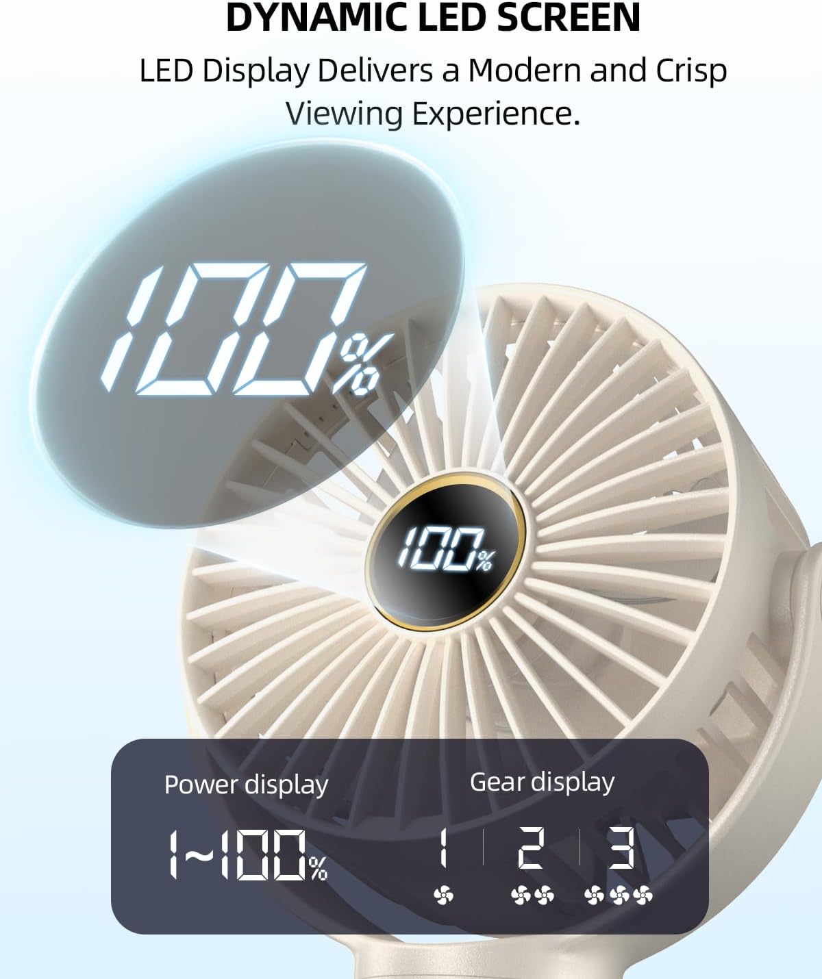 Ventilateur Portable Rechargeable pour Poussette et Voyage - Mini Ventilateur à Pince Flexible 360° avec Affichage Numérique - Essentiel Bébé Été