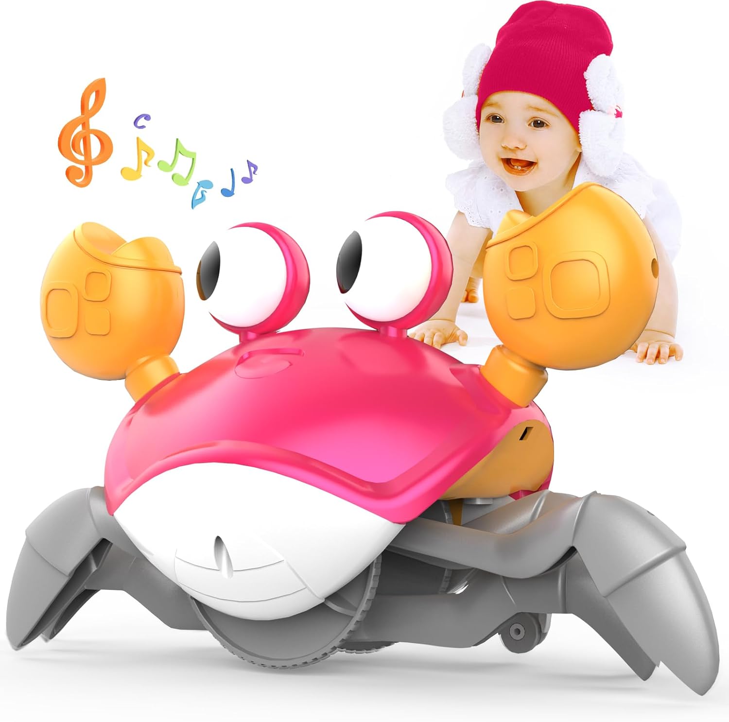 Jouets Bébé Crabe Rampant - Cadeaux Jouet Tummy Time pour Garçons et Filles de 3 à 12 Mois avec Système d'Apprentissage du Rampement et Musique King of Toys