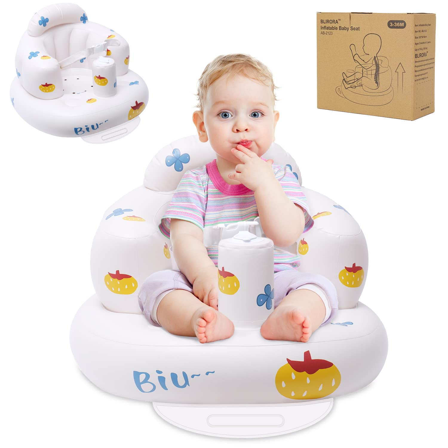 Siège Gonflable pour Bébé au Sol | Chaise pour Enfant avec Harnais à Deux Points, Soutien Airbag en Forme de Colonne pour Bébé de 3 à 36 Mois King of Toys