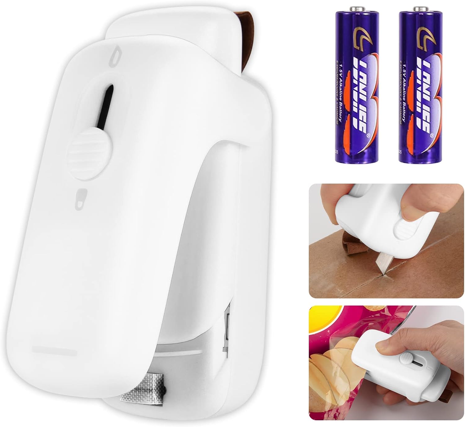 Scelleuse de Sachets l Scelleuse Thermique avec Coupeur & Aimant l Mini Machine à Sceller Portable (2 Piles AA Incluses) King of Toys