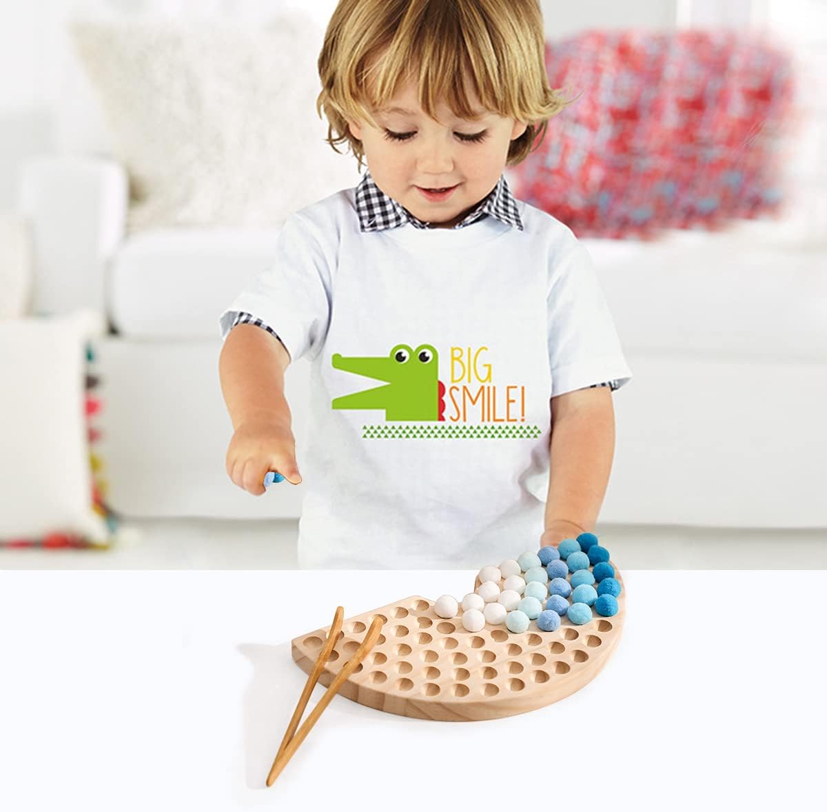 Jeu de Perles et Planche en Bois Montessori | Jouet éducatif pour tout-petits | Tri des couleurs et comptage | Développement de la motricité fine