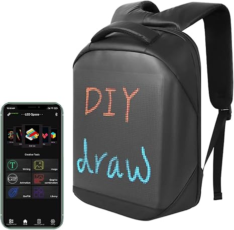 Sac à Dos Multifonctionnel pour Ordinateur Portable avec LED | Pour Adolescents et Adultes | Changez les Graphismes avec l'Application King of Toys