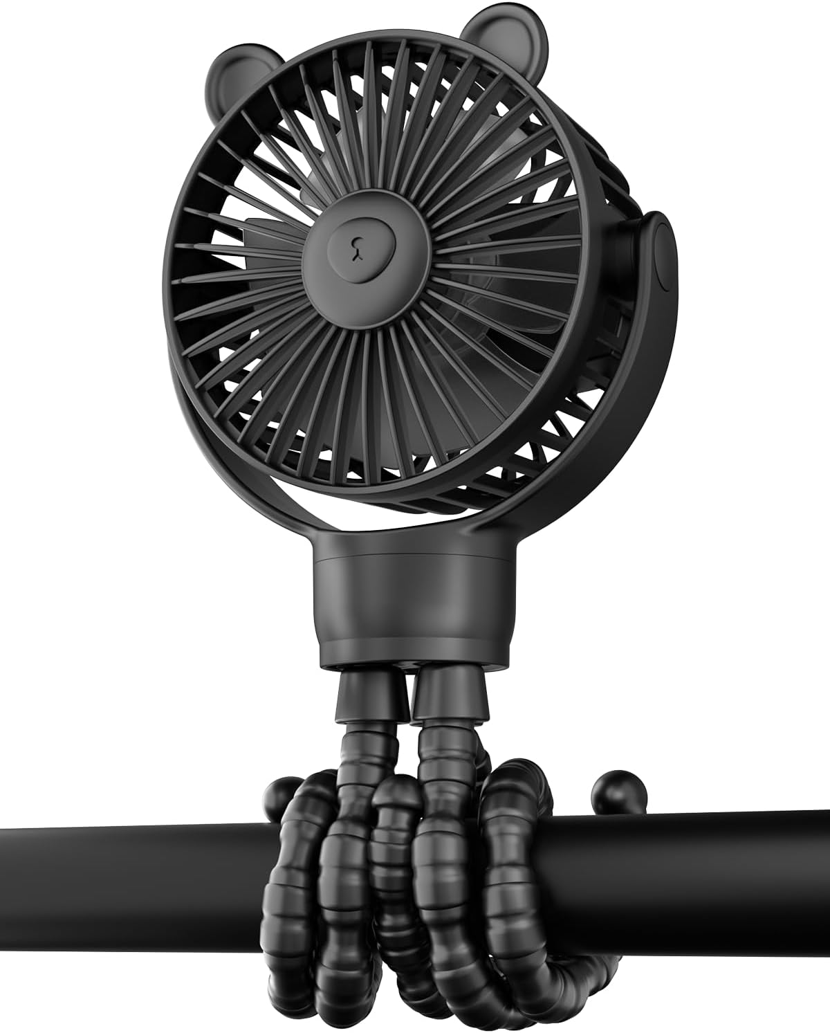 Ventilateur Portable Rechargeable pour Poussette et Voyage - Mini Ventilateur à Pince Flexible 360° avec Affichage Numérique - Essentiel Bébé Été