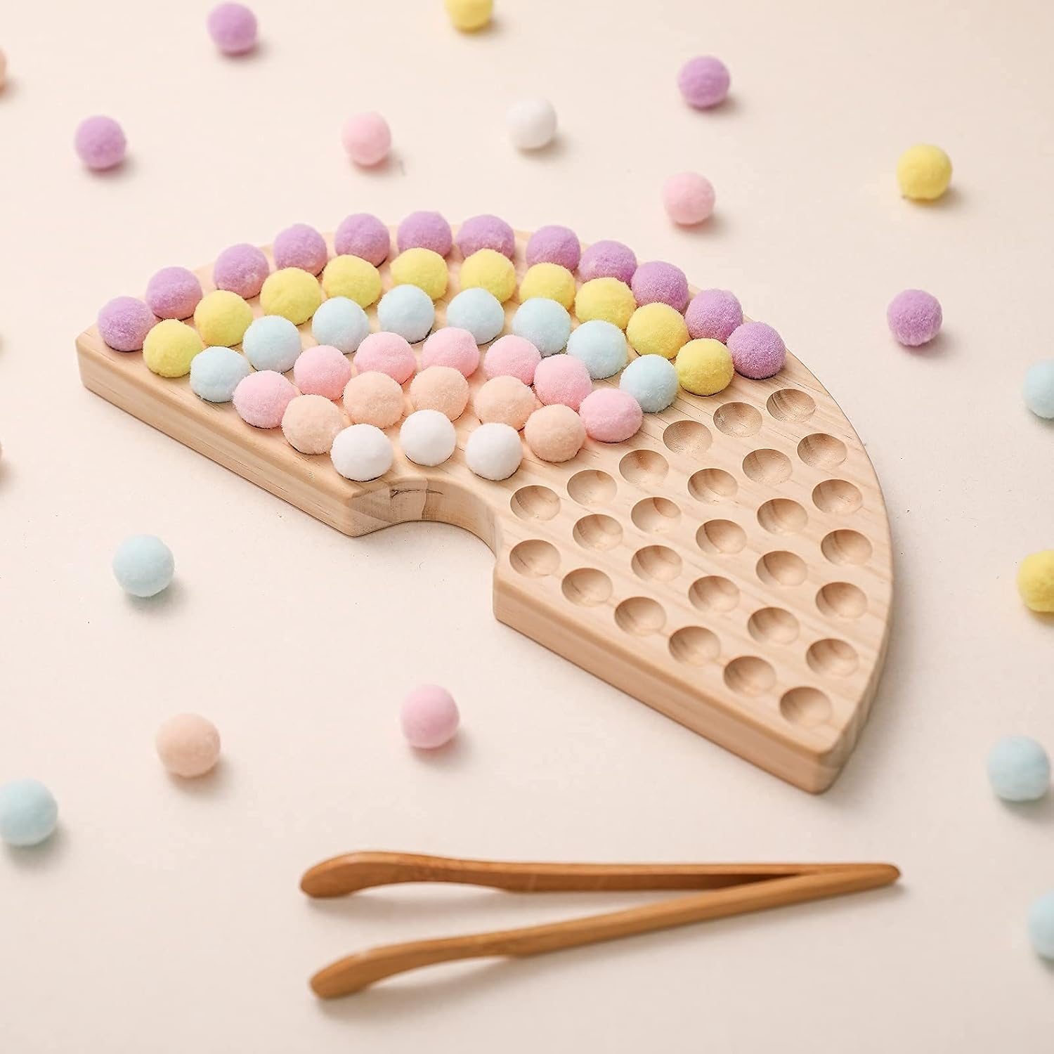 Jeu de Perles et Planche en Bois Montessori | Jouet éducatif pour tout-petits | Tri des couleurs et comptage | Développement de la motricité fine