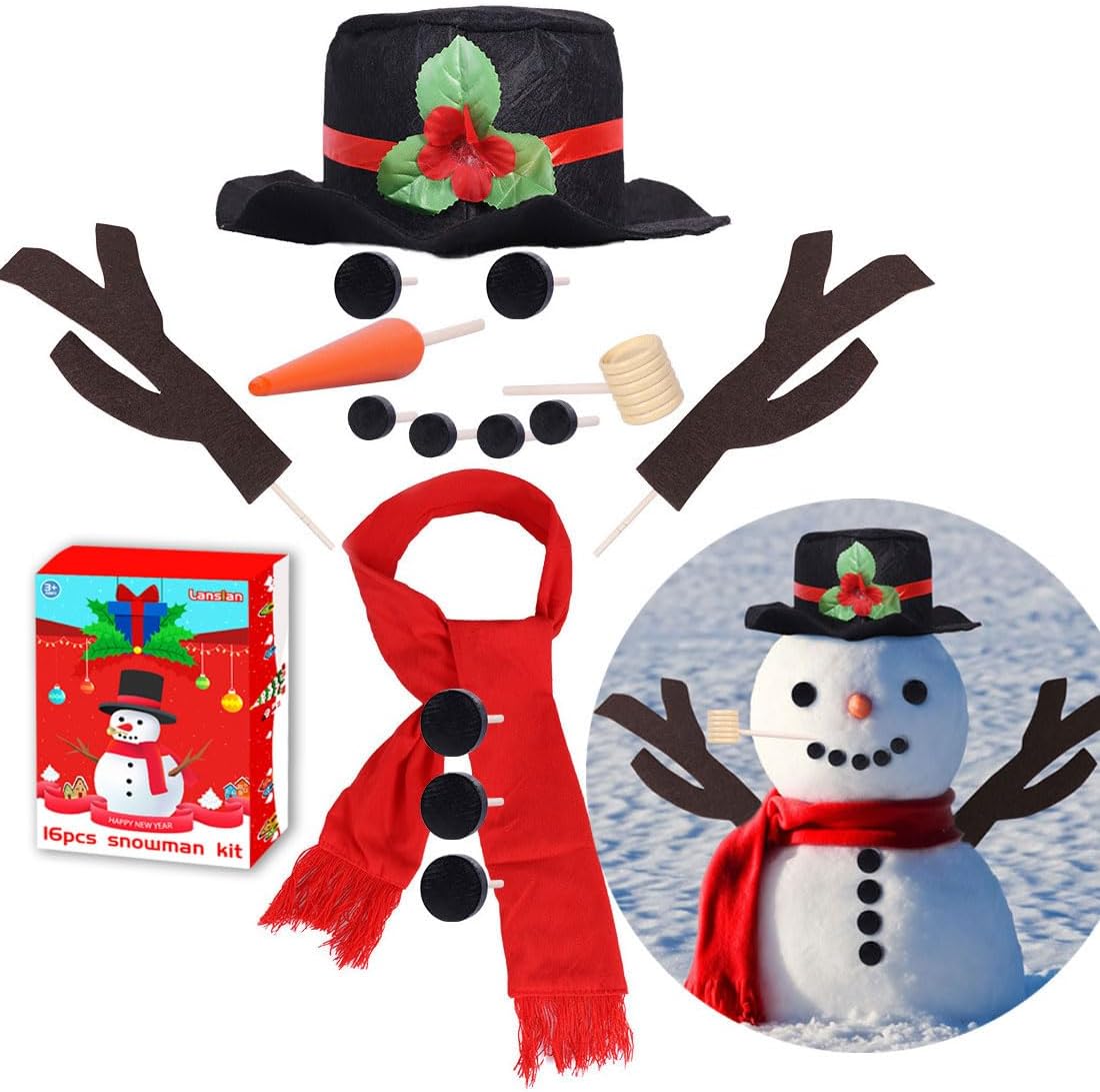 Kit de Décoration Bonhomme de Neige 16 Pièces | Jouets d'Hiver pour Enfants, Décoration de Noël pour Fêtes Extérieures King of Toys