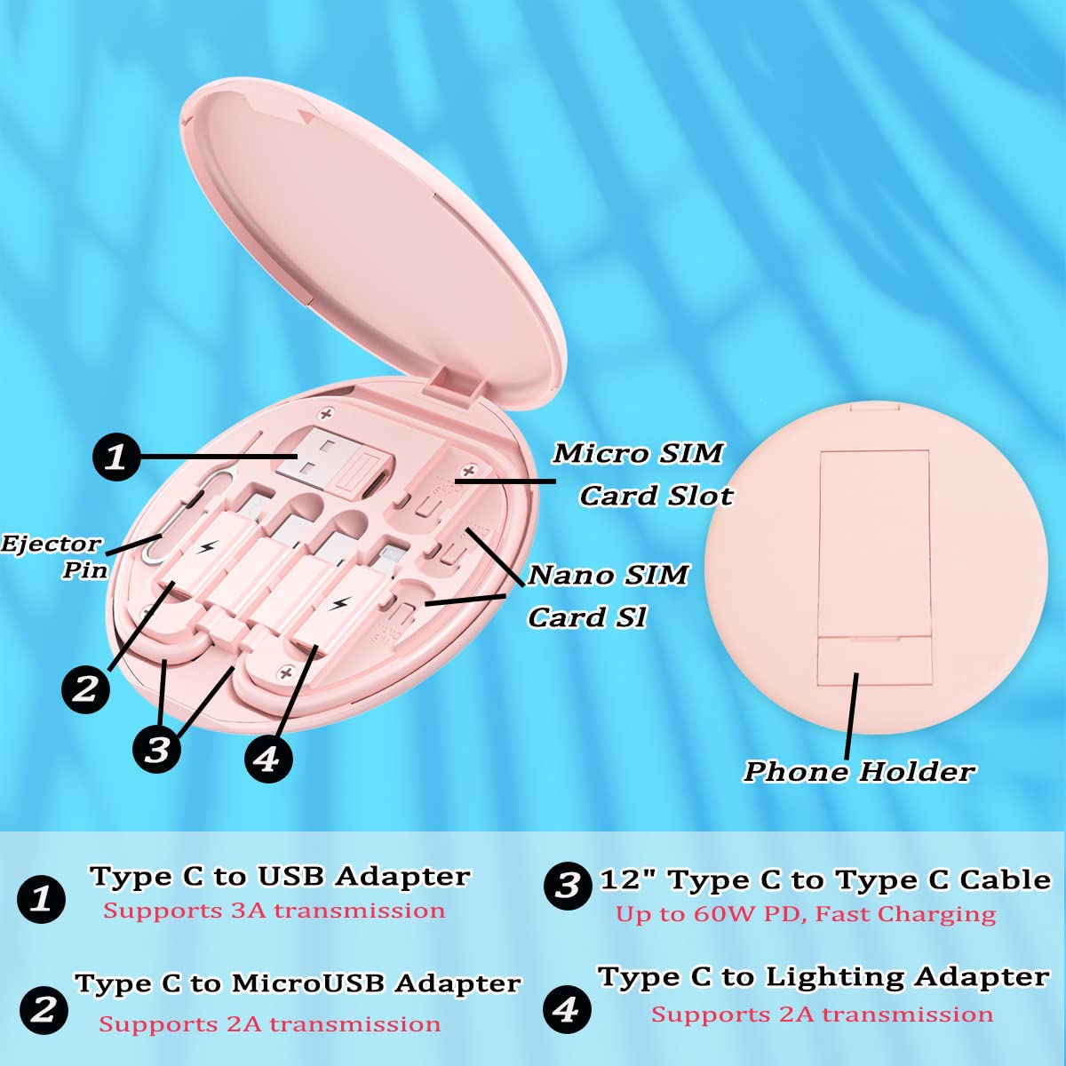 MyPhone l USB Charging Adapter Cable Set l USB A & Type C & Micro & Lightning De Speelgoedkoning