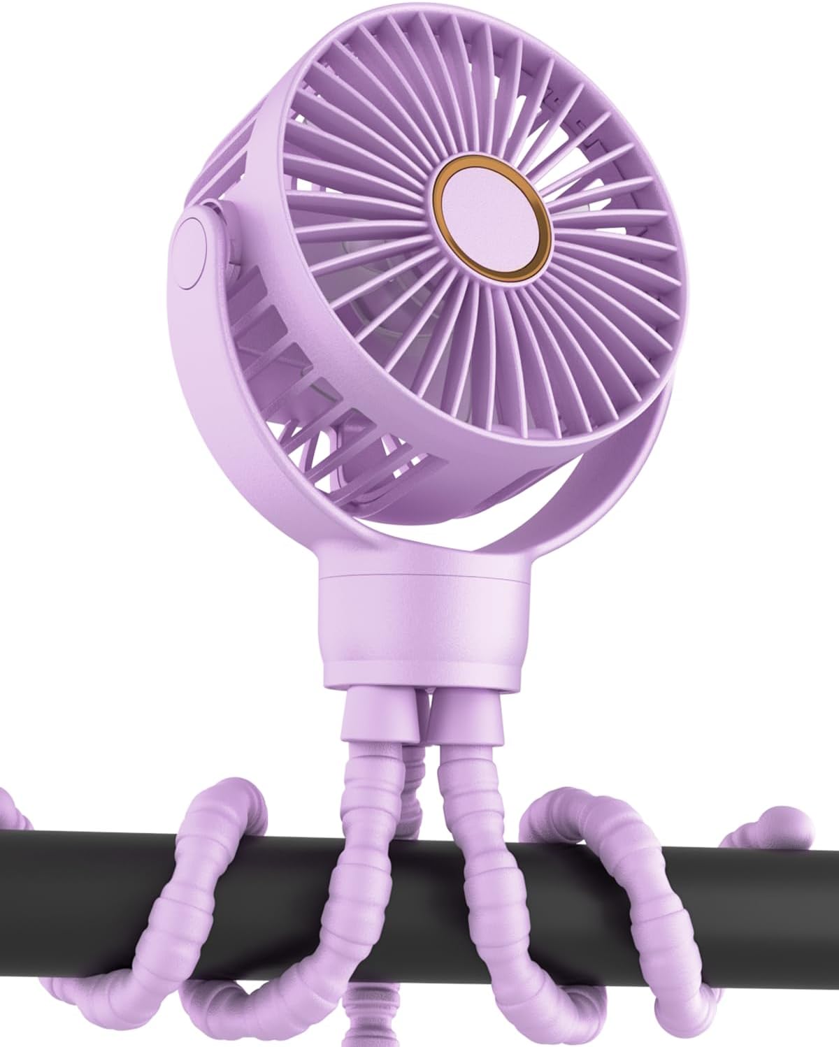 Ventilateur Portable Rechargeable pour Poussette et Voyage - Mini Ventilateur à Pince Flexible 360° avec Affichage Numérique - Essentiel Bébé Été
