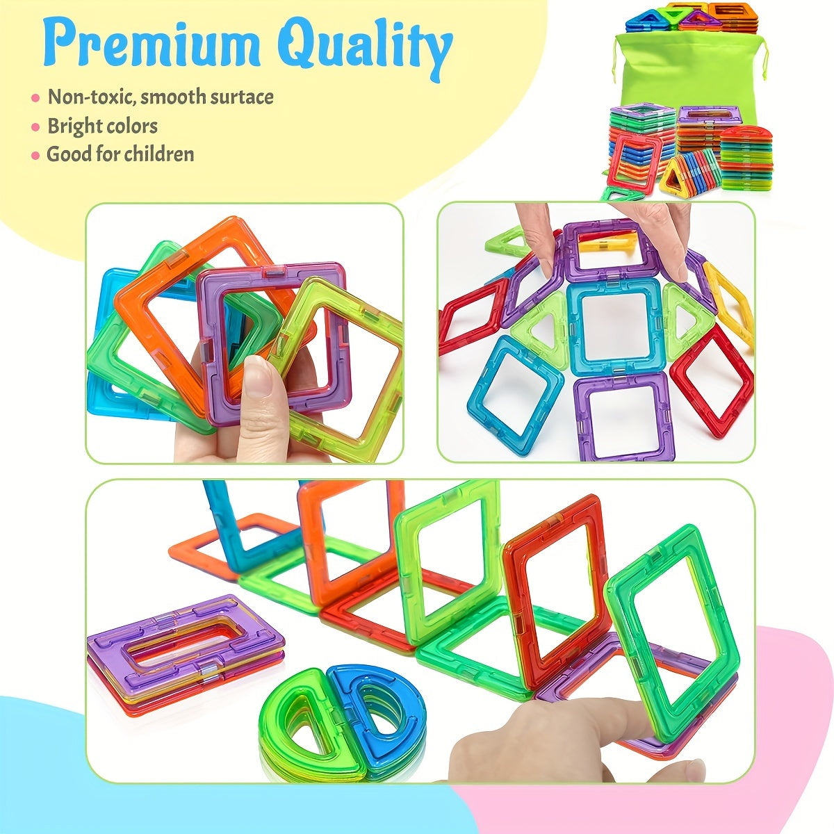 Blocs de Construction Magnétiques STEM pour Enfants 3 Ans et Plus - Kit Éducatif Grande Taille pour Tout-Petits Garçons et Filles - Jouet Magnétique Créatif