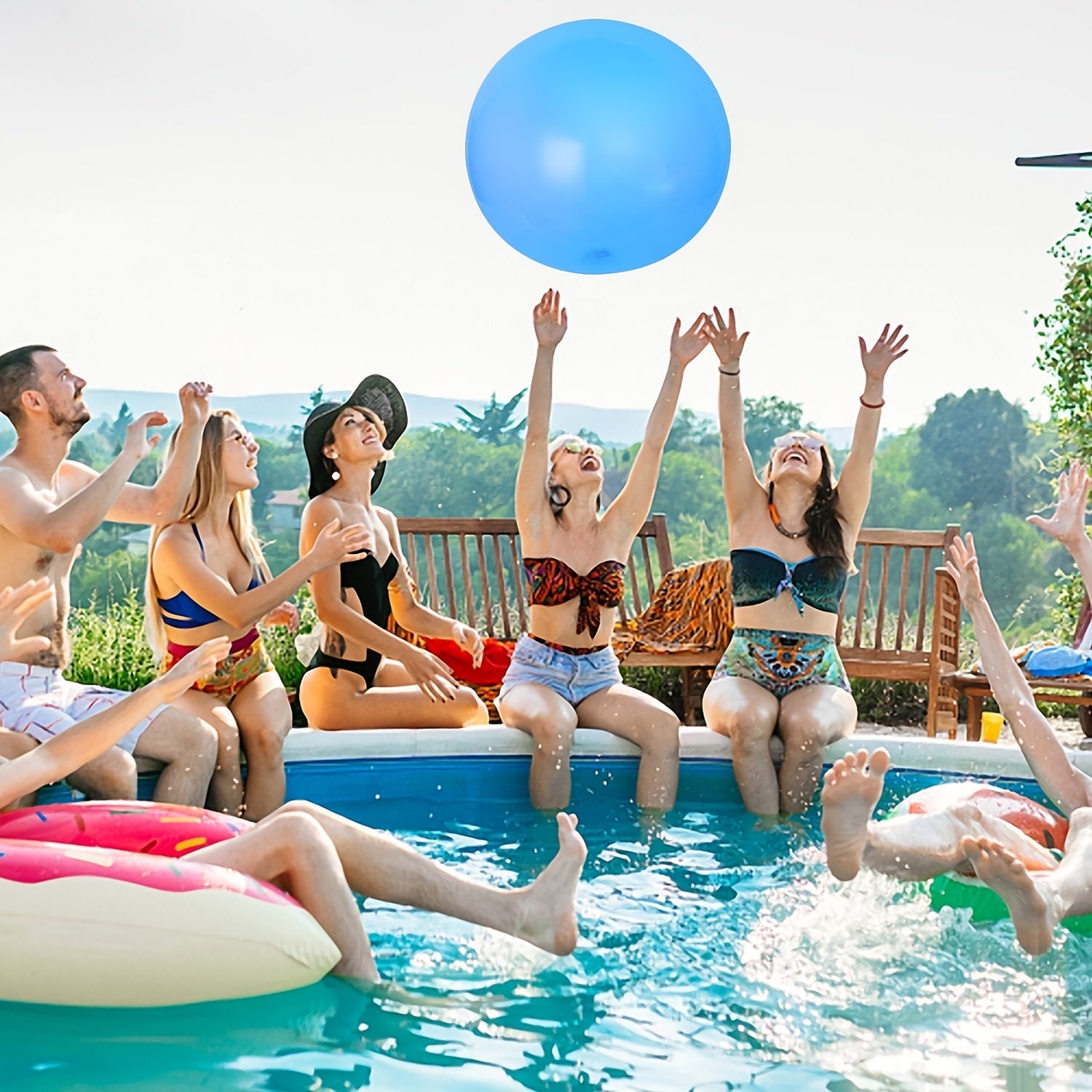 Lot de 3 Balles Géantes à Bulles Gonflables – Balles d’eau en TPE, effet gelée bleue | Jouets aquatiques non électrifiés pour parc aquatique et activités extérieures