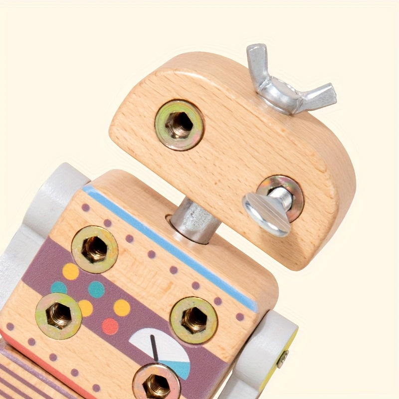 Robot d'Assemblage en Bois Montessori pour Enfants 3 Ans et Plus - Jouet Tournevis Éducatif et Kit de Construction DIY - Développement de la Motricité Fine