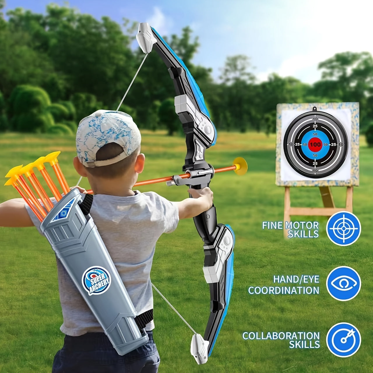 Set Arc et Flèches Lumineux pour Enfants - Kit de Sport Extérieur - Idéal pour Garçons & Filles de 3 à 8 Ans - Cadeau Anniversaire & Fêtes King of Toys