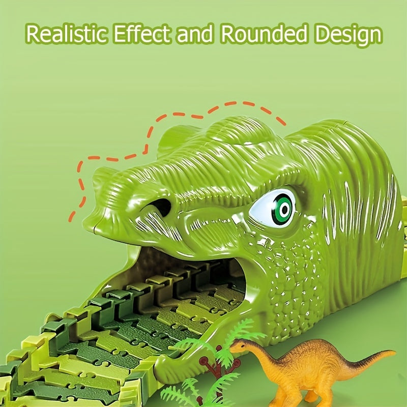 Circuit de Dinosaures Électrique DIY pour Enfants 3 Ans et Plus - Piste de Course Flexible Jurassique avec Figurines pour Garçons et Filles - Jouet Éducatif Assemblage