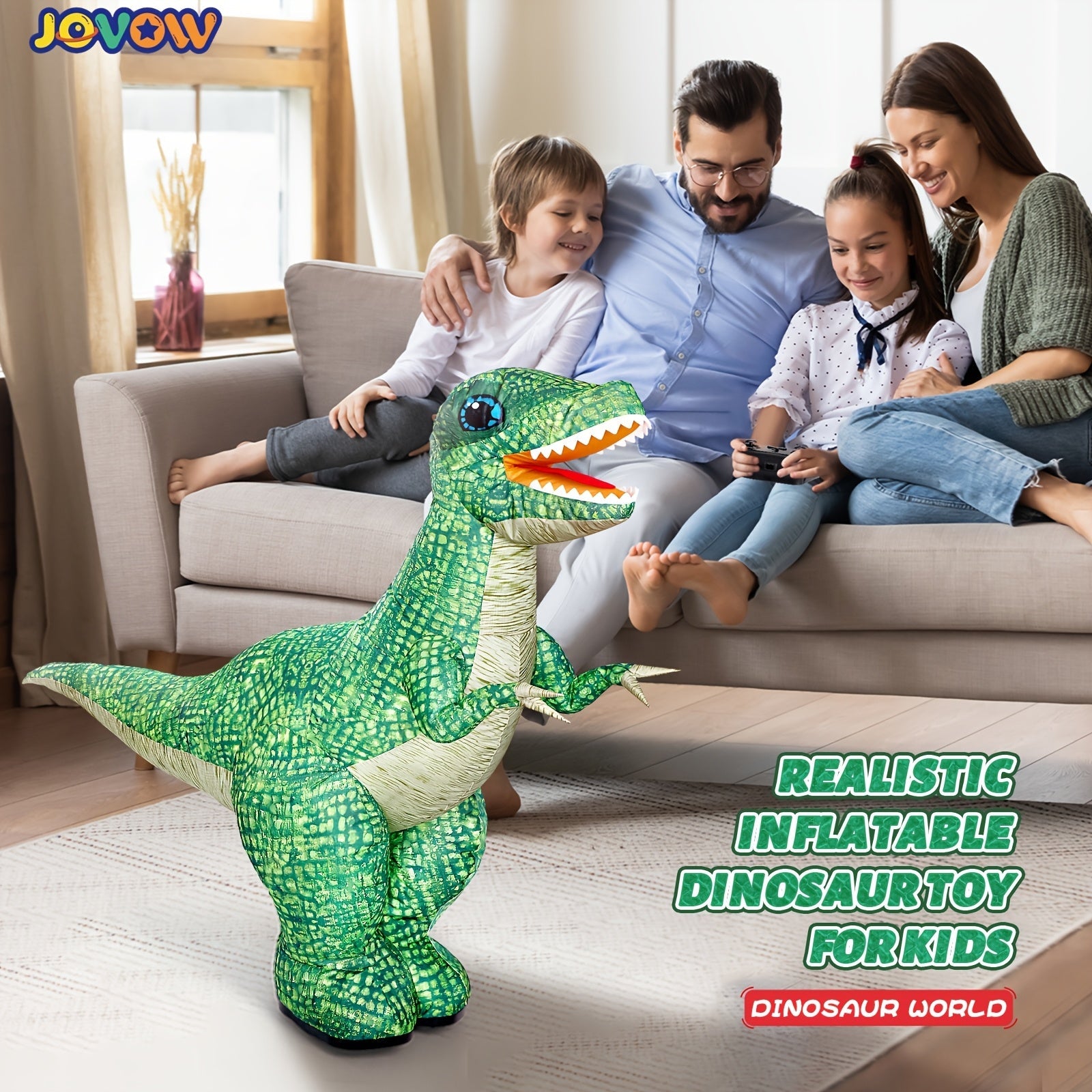 Dinosaure T-Rex Gonflable Télécommandé - Jouet Électrique 2.4GHz, Gonflage en Un Clic, Parfait pour Jouer en Extérieur & Cadeaux pour Fêtes, Anniversaires, et Noël King of Toys
