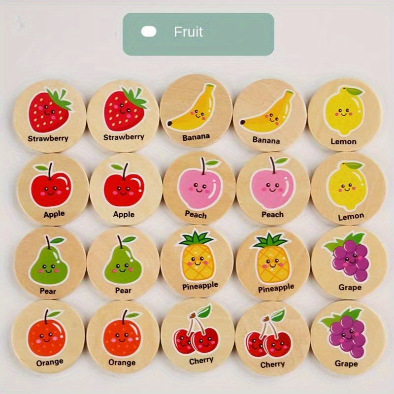 Jeu de Mémoire en Bois – Puzzle Éducatif avec Formes & Animaux Colorés – Apprentissage Précoce