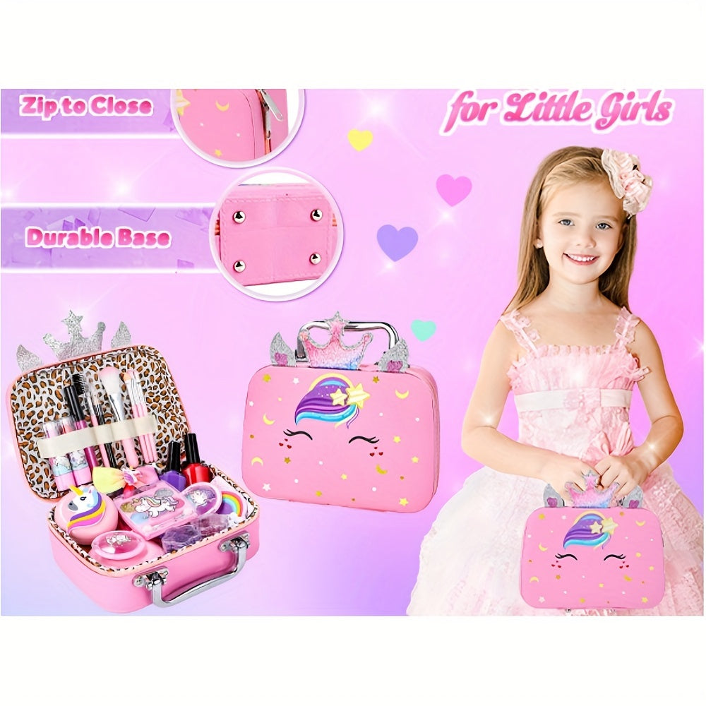 Kit de Maquillage pour Enfants - Maquillage Lavable avec Sac Licorne - Pour Filles de 3 à 12 Ans - Idéal pour Jeux d'Imitation & Cadeaux d'Anniversaire ou Noël King of Toys