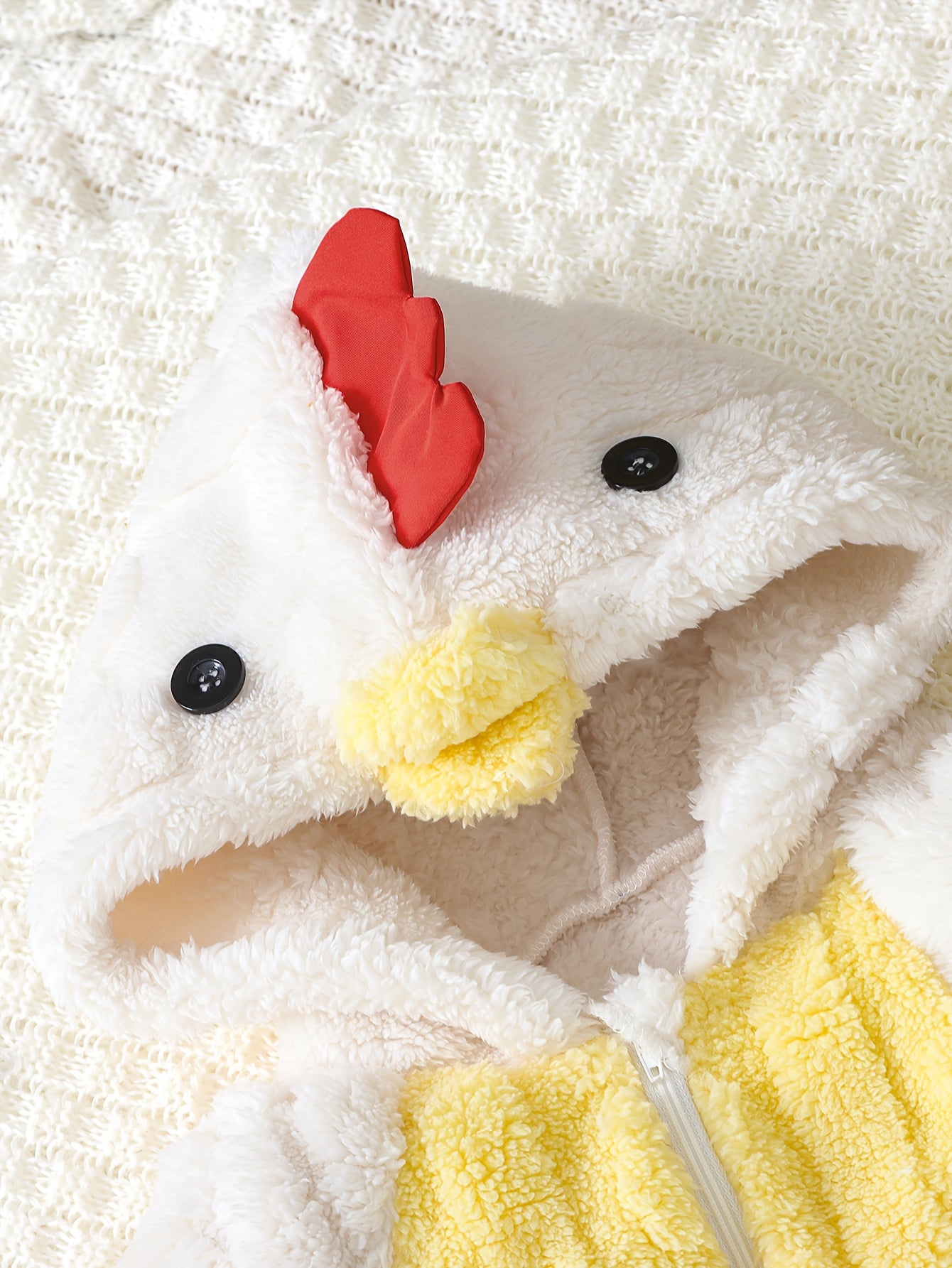 Combinaison Bébé Unisexe en Polaire Motif Poussin - Grenouillère à Capuche Chaude et Douce pour Filles et Garçons (Automne/Hiver)