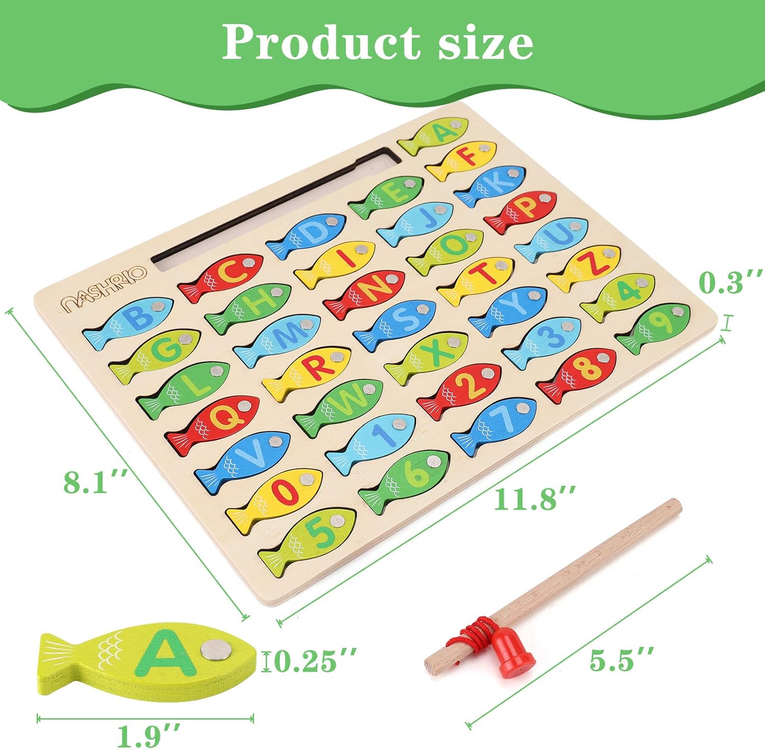Jeu de pêche magnétique en bois pour les tout-petits l Puzzle à compter avec des chiffres et des lettres l Jouets éducatifs 3 4 5 ans King of Toys