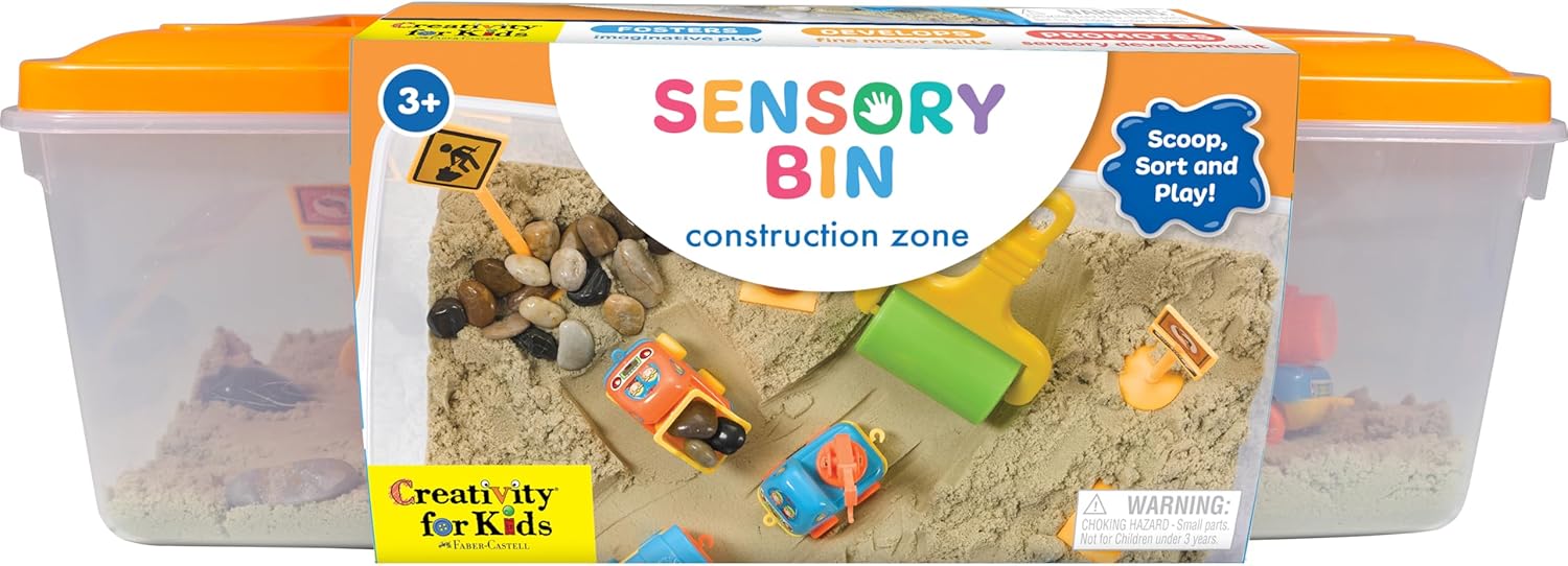 Bac Sensoriel Construction Zone | Jouet Éducatif 3-5 Ans | Excavateur et Activités d'Apprentissage Précoce | Cadeau Extérieur pour Enfants King of Toys