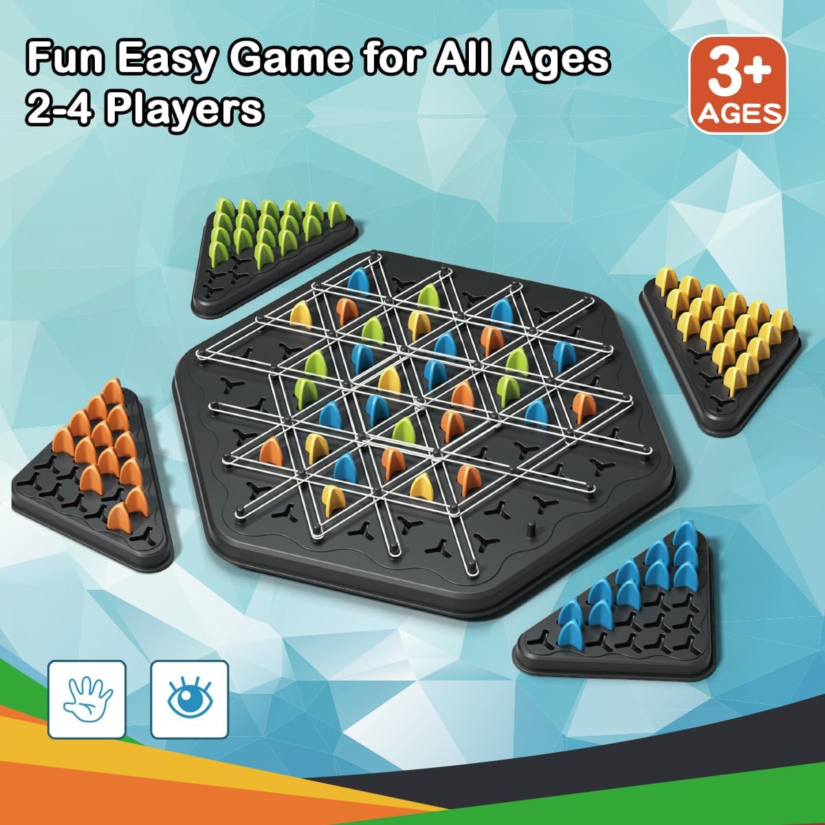 Jeu d’échecs triangulaire en chaîne | Jeux de société géométriques pour soirées en famille, jeux pour enfants et adultes 2 à 4 joueurs King of Toys
