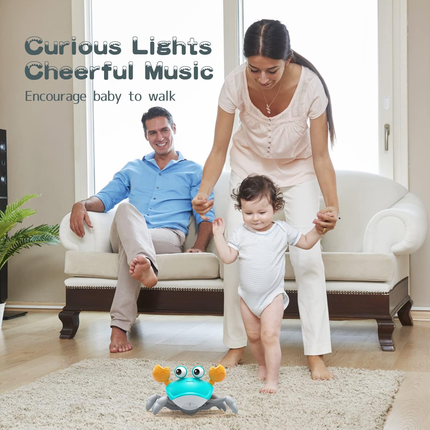 Jouets Bébé Crabe Rampant - Cadeaux Jouet Tummy Time pour Garçons et Filles de 3 à 12 Mois avec Système d'Apprentissage du Rampement et Musique King of Toys