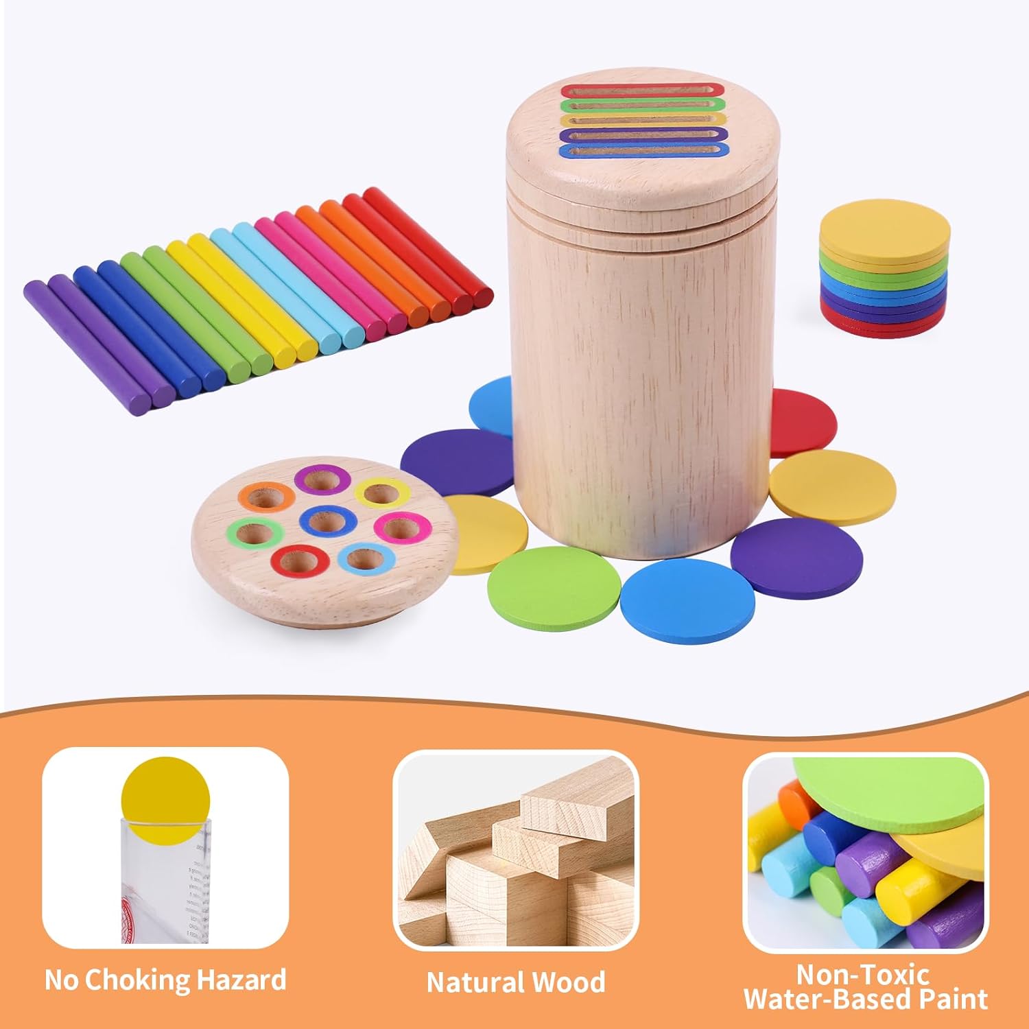 Jouets Montessori en Bois de Tri de Couleurs Double Jeu | Jouet Éducatif Sensoriel pour Tout-Petits, Idées Cadeaux Noël 3-5 Ans King of Toys