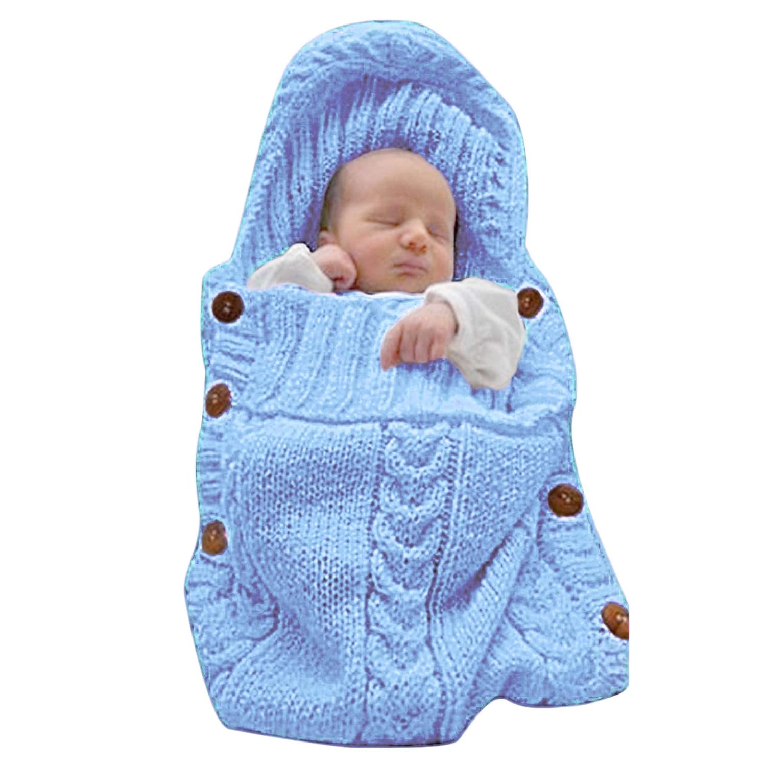 Sac de Couchage Bébé en Tricot Épais pour Nouveau-Né 0-6 Mois - Couverture d'Emmaillotage Laine avec Capuche - Cadeau de Naissance Hiver