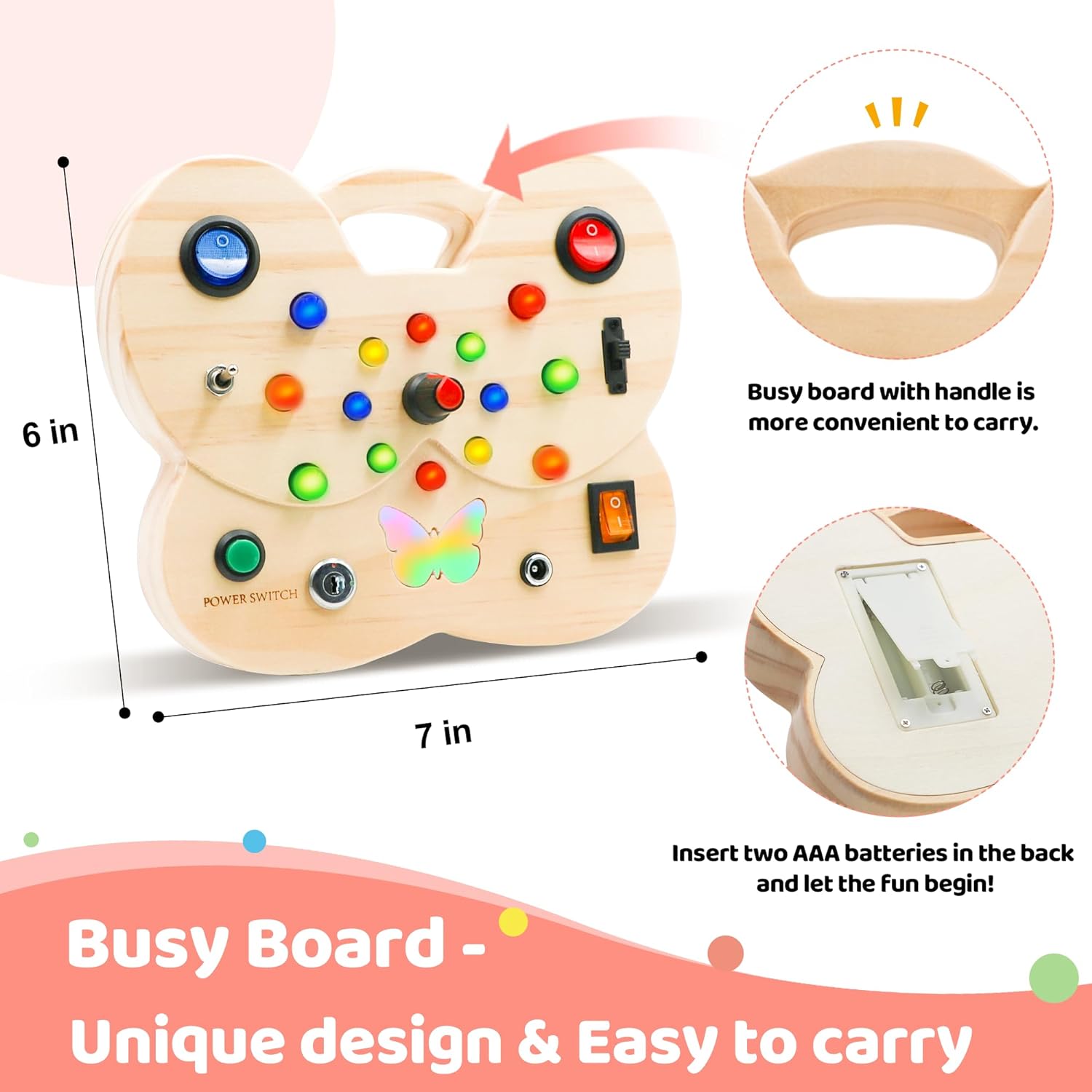 Tableau d'Activités Éléphant pour Tout-Petits | Jouet Sensoriel Montessori avec Interrupteur Lumineux en Bois King of Toys