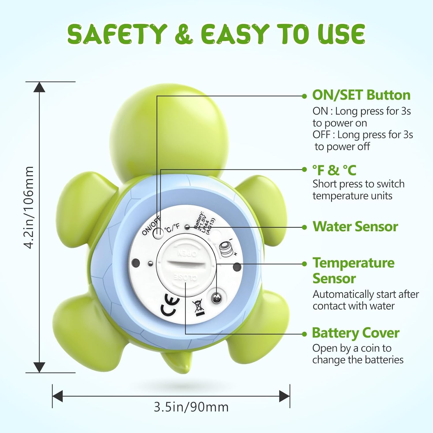 Thermomètre de Bain Numérique Tortue pour Bébé - Jouet Flottant de Température d'Eau avec Alerte Couleur et Écran Rétroéclairé