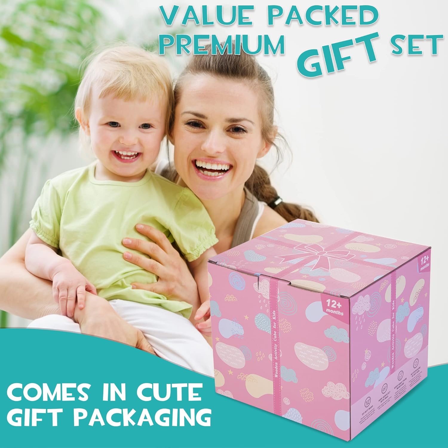 Cube d'activité en bois 8-en-1 pour bébé | Jouet Montessori d'apprentissage pour les 1-3 ans | Cadeau parfait pour un premier anniversaire King of Toys