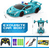 Voiture-robot transformable télécommandée | Voiture de police RC avec transformation à un bouton, lumière clignotante et rotation à 360° pour enfants King of Toys