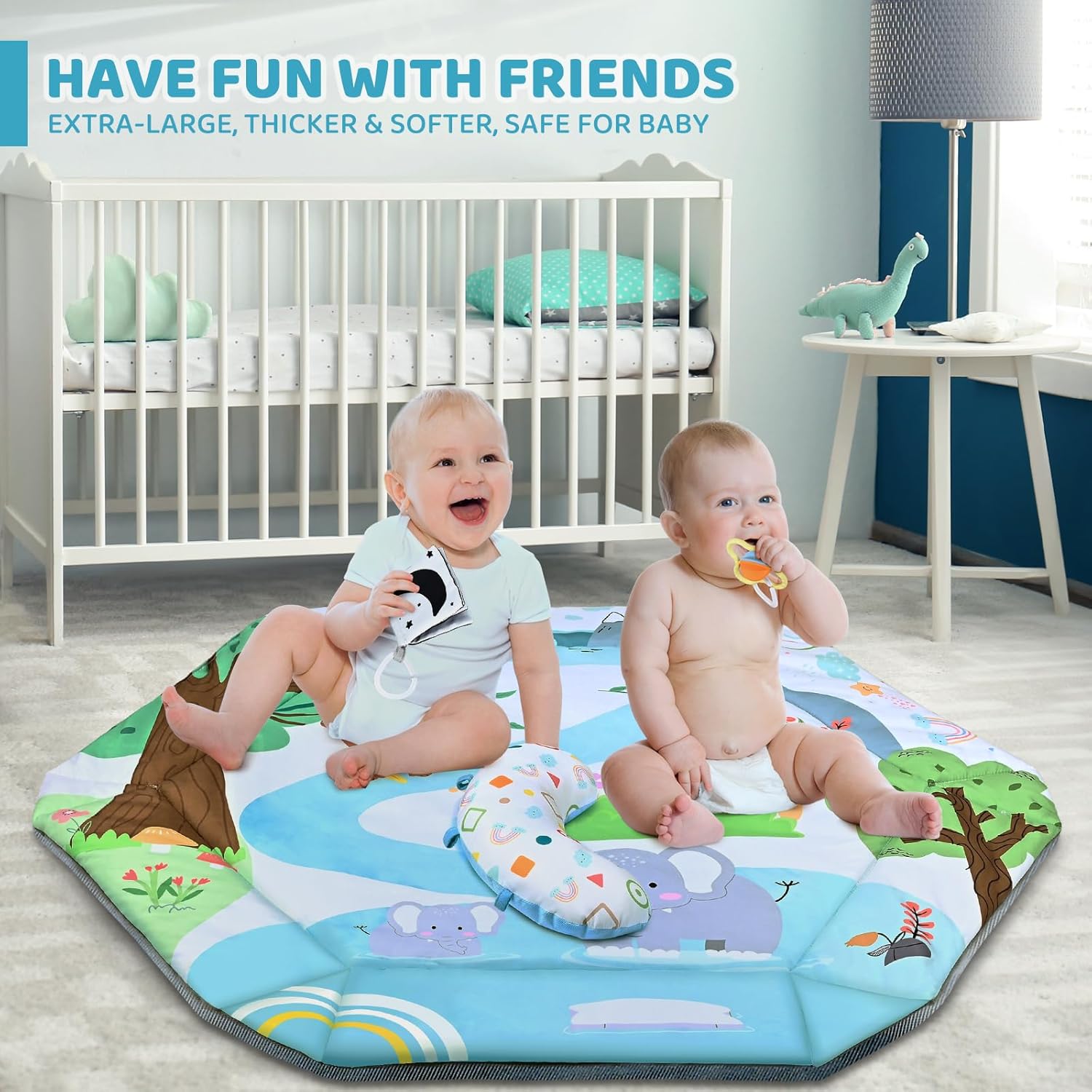 Tapis de Jeu 8-en-1 Tummy Time & Piscine à Balles avec 6 Jouets | Tapis d'Activité Bébé Lavable pour Développement Visuel, Auditif, Sensoriel et Moteur, Cadeau de Jouets pour Enfants en Bas Âge King of Toys