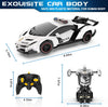 Voiture-robot transformable télécommandée | Voiture de police RC avec transformation à un bouton, lumière clignotante et rotation à 360° pour enfants King of Toys