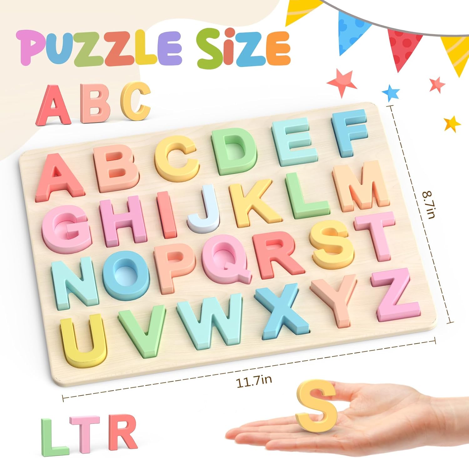 Puzzle Alphabet en Bois Montessori pour Enfants 3 Ans et Plus - Jeu Éducatif des Lettres Majuscules pour Tout-Petits Garçons et Filles - Cadeau Apprentissage Préscolaire