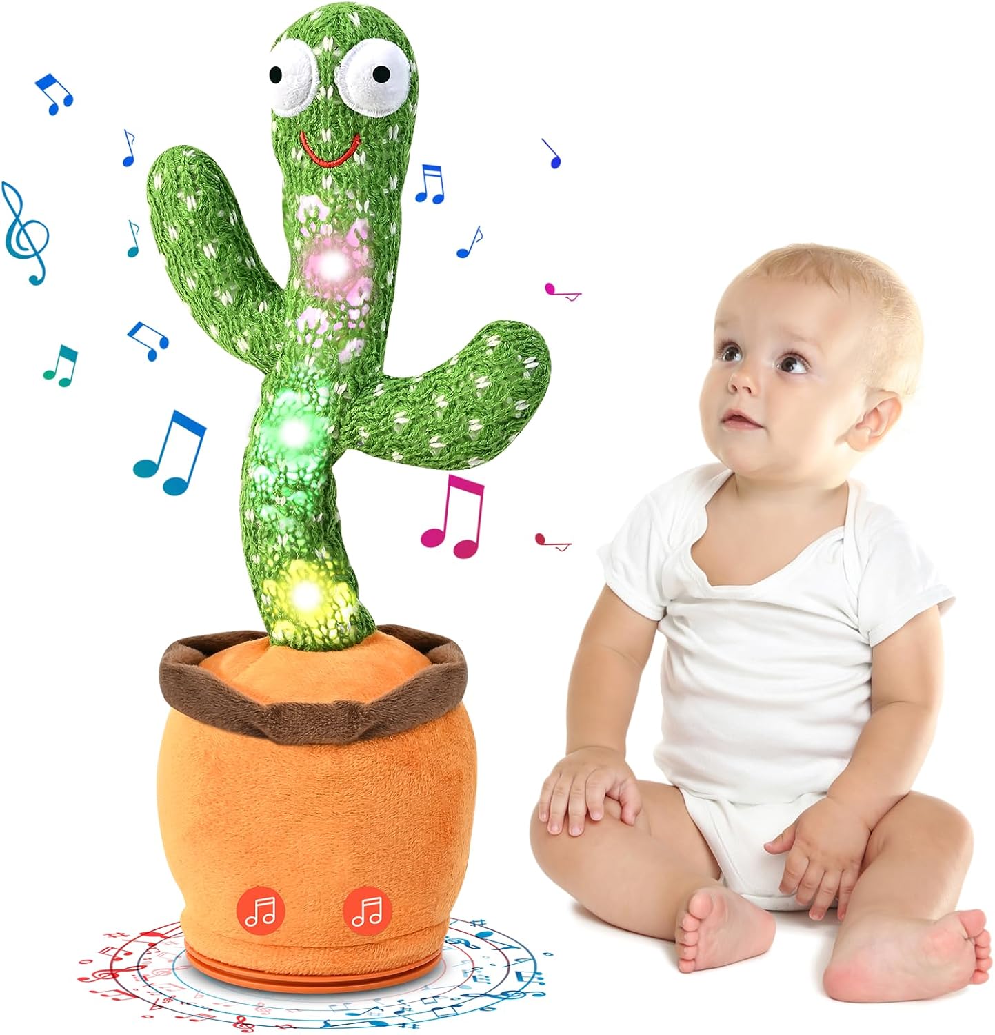 Jouet Cactus Dansant et Parleur pour Bébé et Tout-Petit, Cadeau pour Garçons et Filles – Cactus Chanteur avec Fonction de Mimétisme, Enregistrement et Répétition de Vos Paroles, Jouet Bébé avec 120 Chansons en Anglais King of Toys