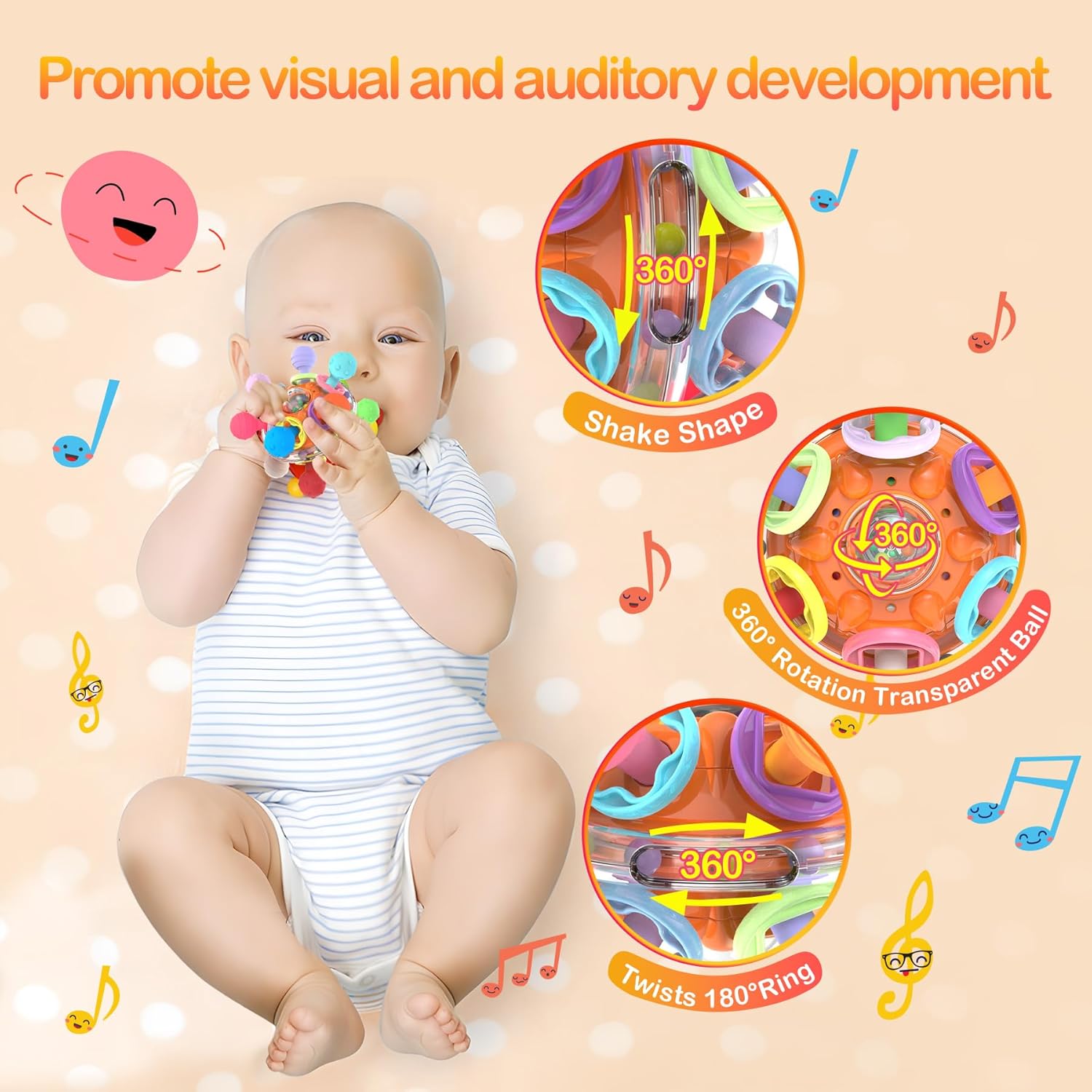 Jouets de Dentition Sensoriels pour Bébé | Jouets Montessori pour Infants de 2, 4, 6, 12, 18, 24 Mois King of Toys