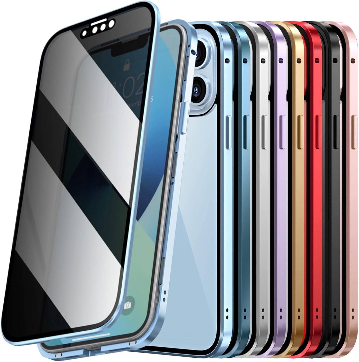 Coque de protection anti-regard magnétique pour iPhone | Coque en verre trempé anti-espion pour iPhone avec protecteur d'écran de confidentialité King of Toys