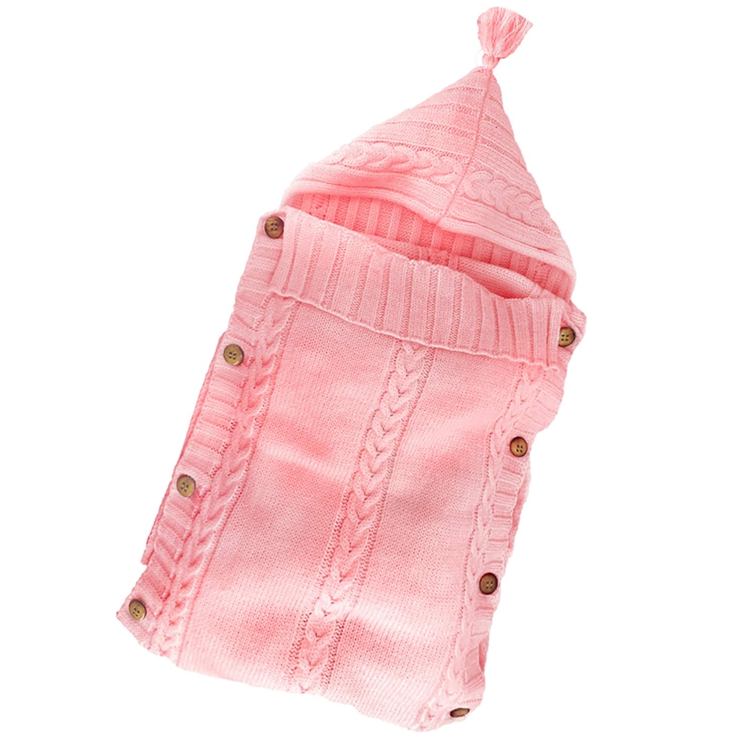 Sac de Couchage Bébé en Tricot Épais pour Nouveau-Né 0-6 Mois - Couverture d'Emmaillotage Laine avec Capuche - Cadeau de Naissance Hiver