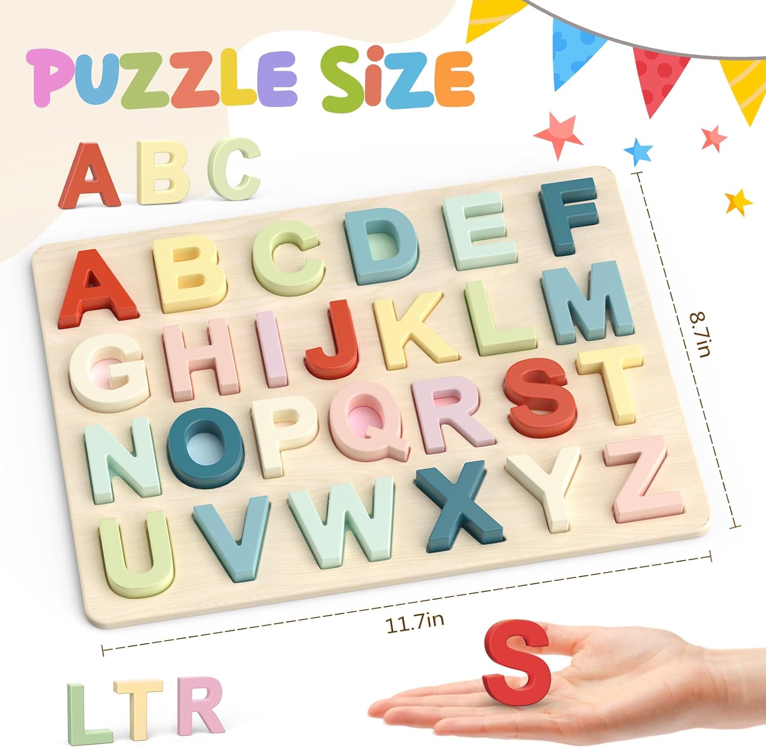 Puzzle Alphabet en Bois Montessori pour Enfants 3 Ans et Plus - Jeu Éducatif des Lettres Majuscules pour Tout-Petits Garçons et Filles - Cadeau Apprentissage Préscolaire
