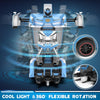 Voiture-robot transformable télécommandée | Voiture de police RC avec transformation à un bouton, lumière clignotante et rotation à 360° pour enfants King of Toys